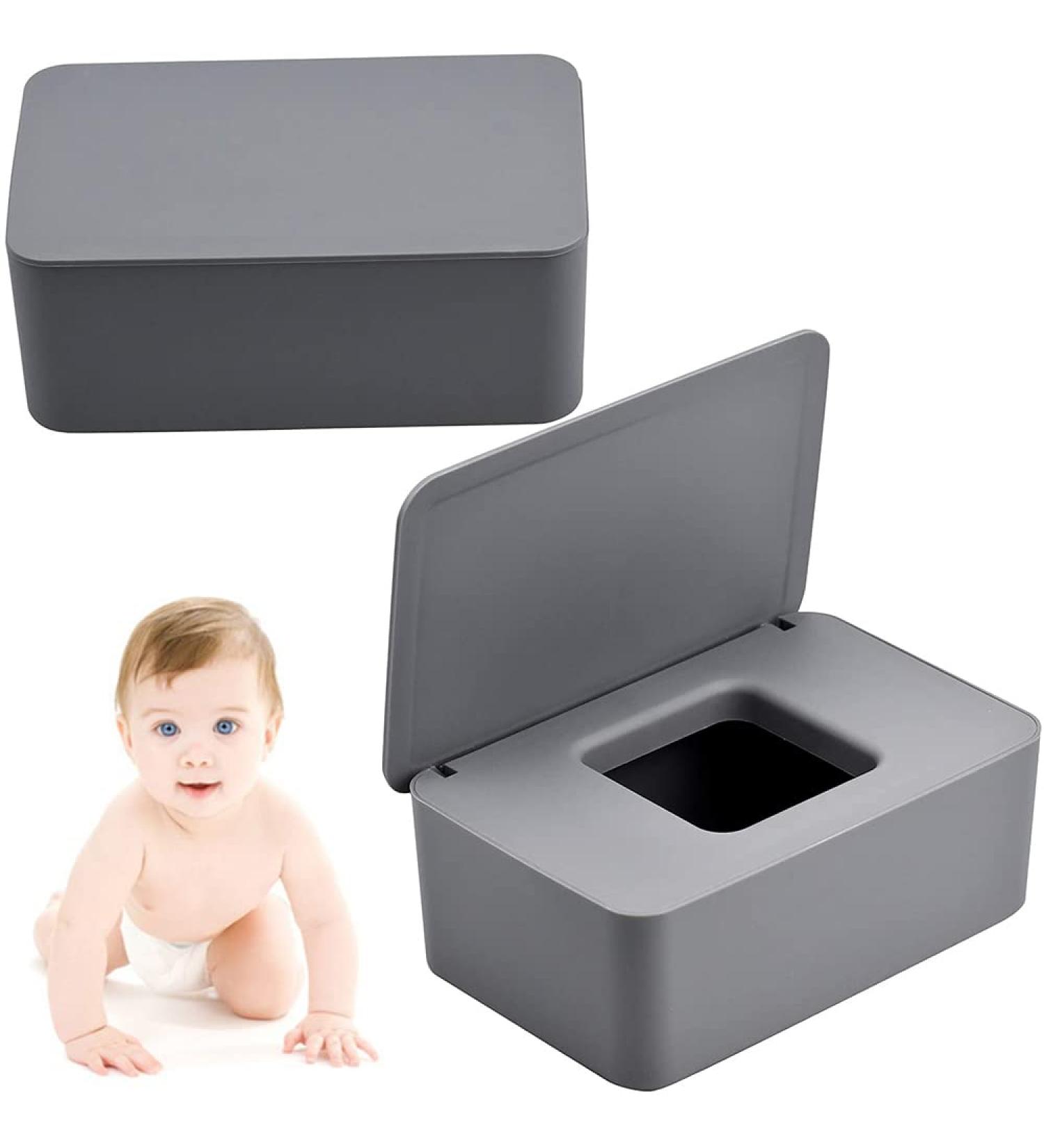 ZDQC 2-Pack Wet Cloth Box & Wipes Dispenser - Gray Toilet Paper & Napkin Holder with Lid | Ideal for Baby & Home Use - Buy Online on GoSupps.com
