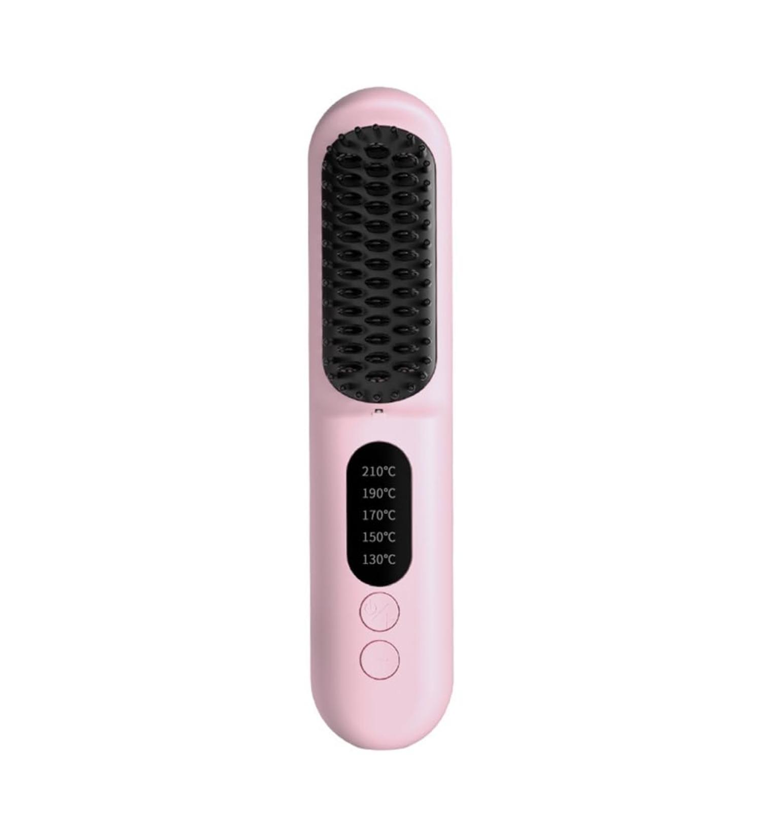 Wireless Hair Straightener Brush - Fast Heating Negative Ions Portable Curler - Pink - Buy Online on GoSupps.com