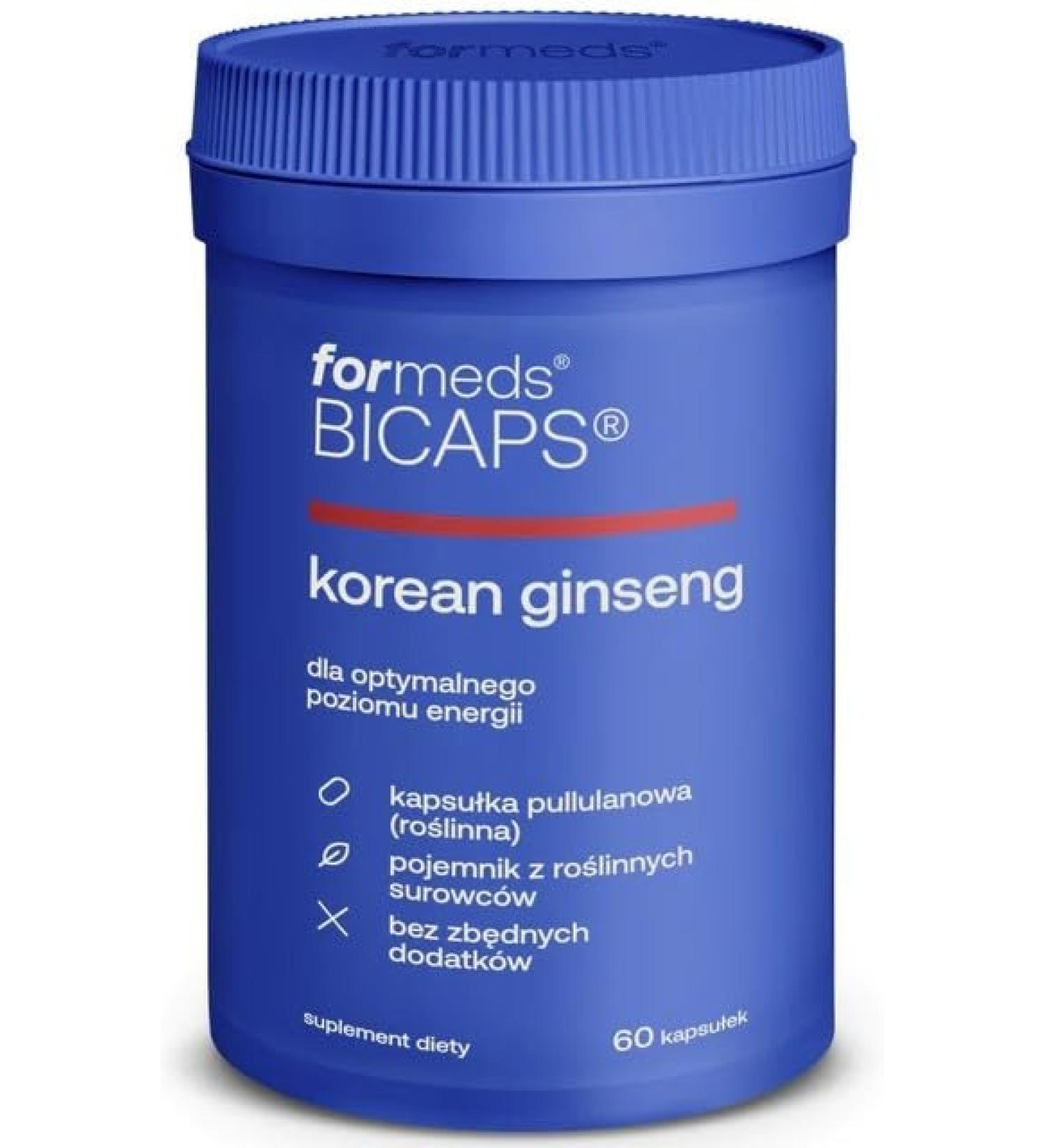 ForMeds Bicaps Korean Ginseng 200mg Extract - Optimum Energy Level - 1 Capsule Daily - 60 Capsules