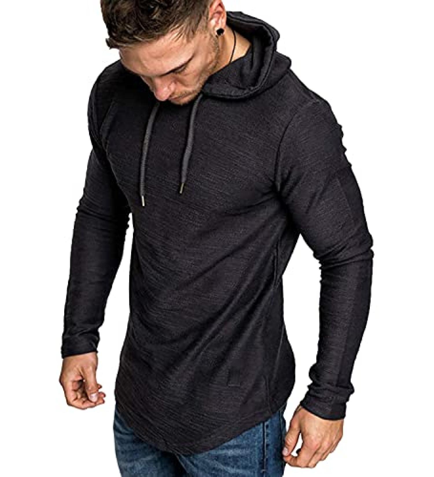 Lexiart Men's Black Athletic Hoodie Sweatshirt - Sporty Fleece Pullover - Buy Online on GoSupps.com