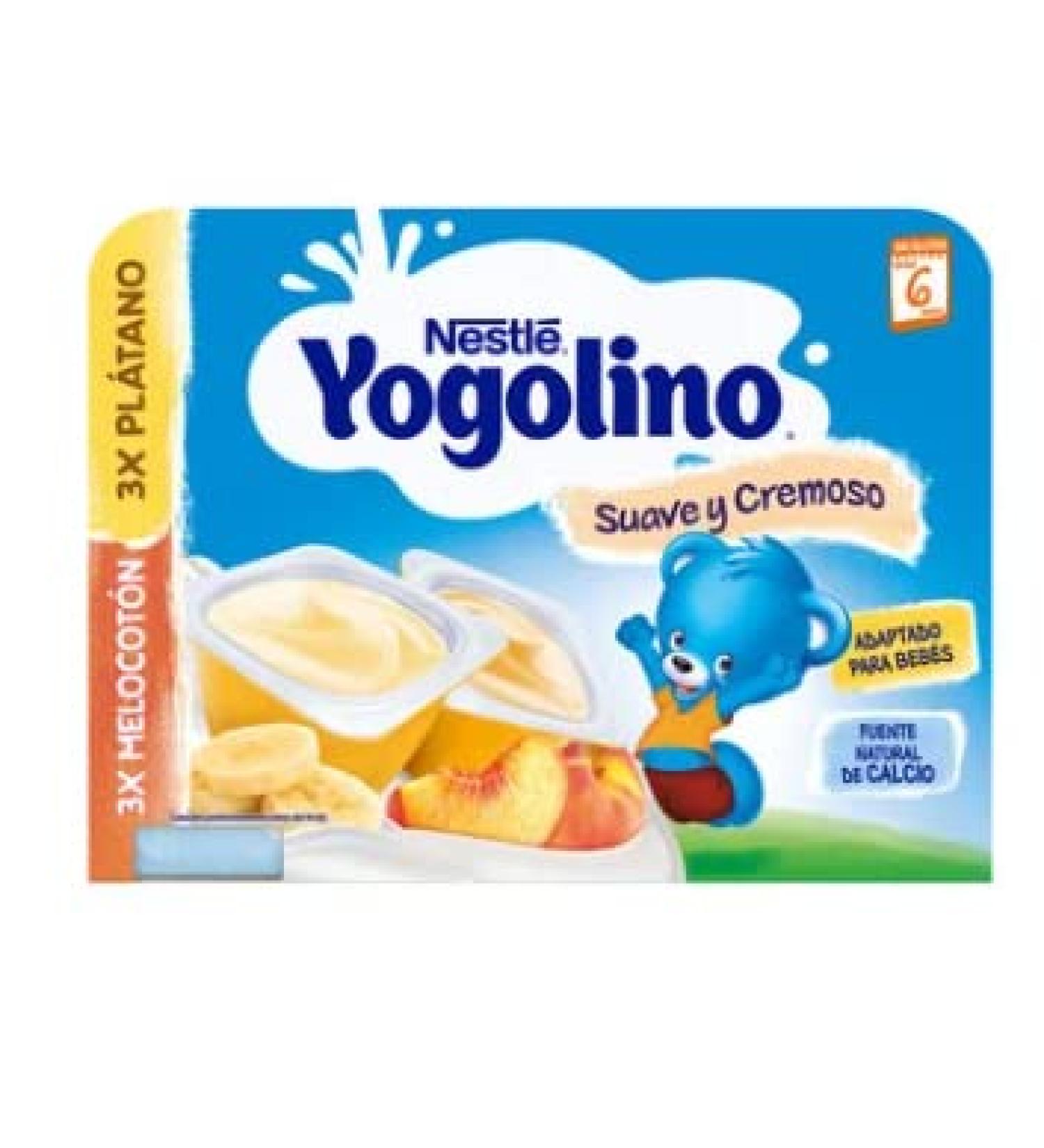LOGAN "Banana dairy dessert (3) and peach (3) suitable for babies from 6 months YOGOLINO Nestl 6 x 60 g."
