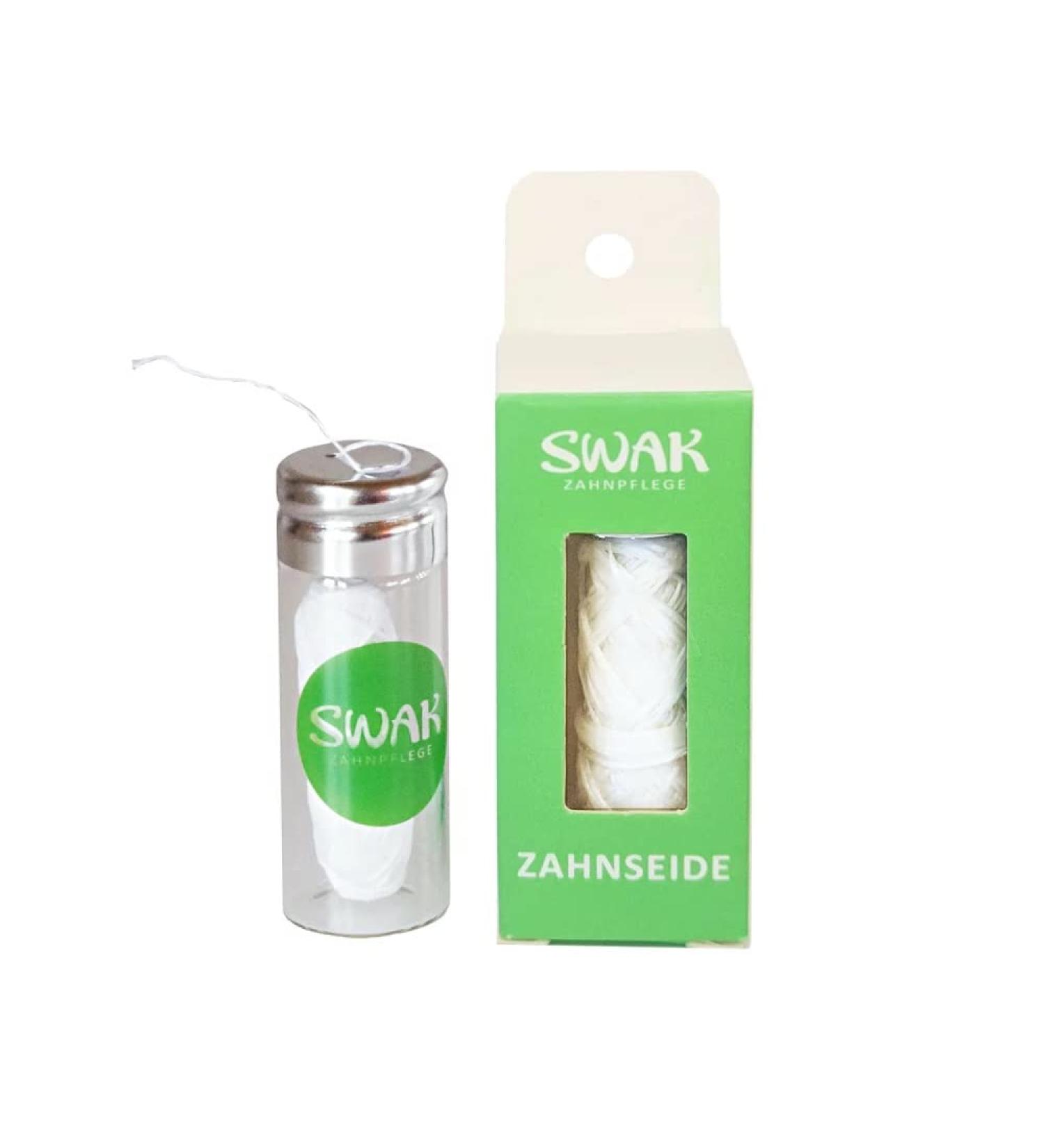 Swak dental floss "plastic-free" - glass bottle 30m (pack of 5)