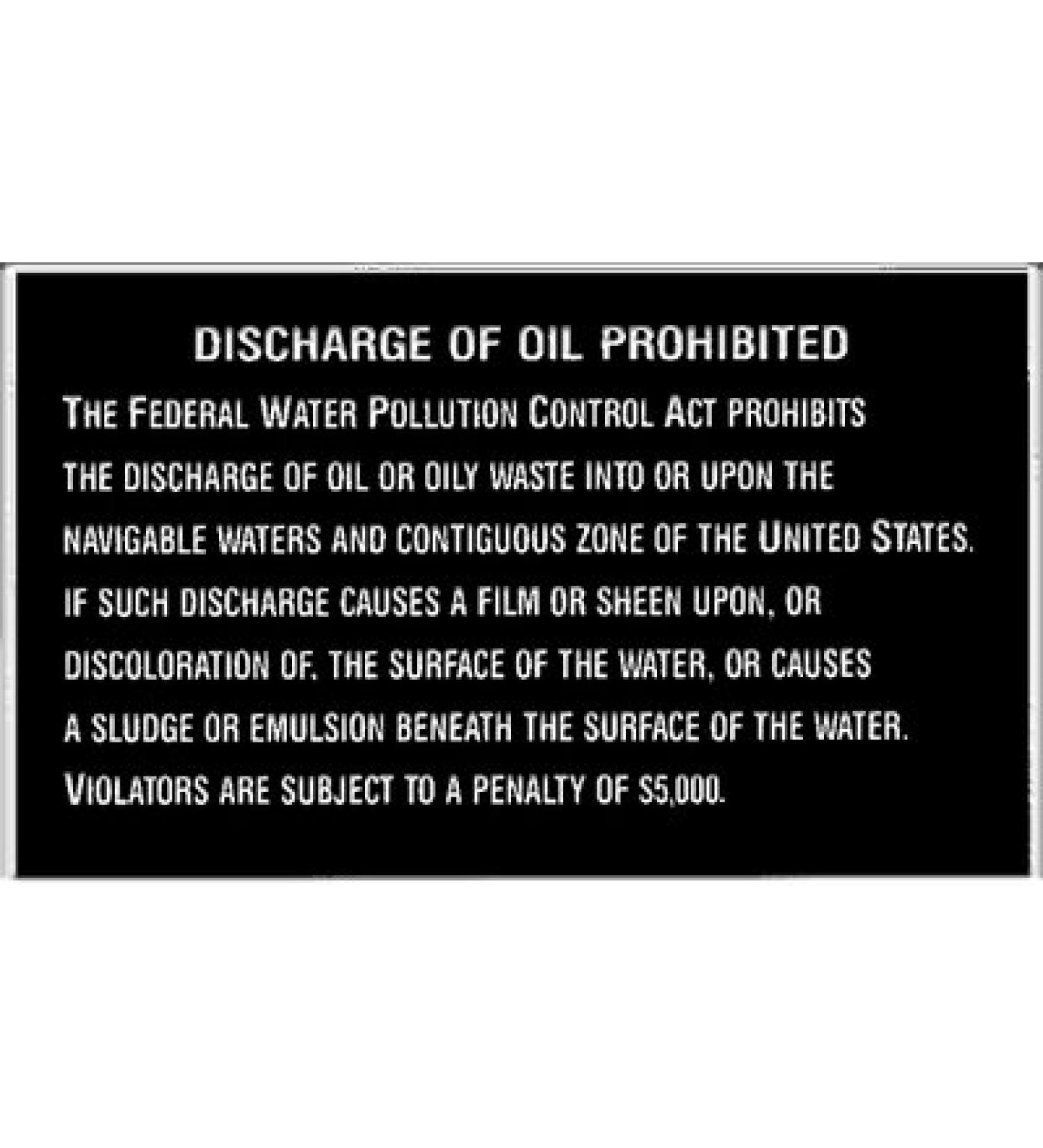 BERNARD ENGRAVING Oil Discharge Plaque - High-Quality Engraved Sign for Oil Industry - Buy Online on GoSupps.com