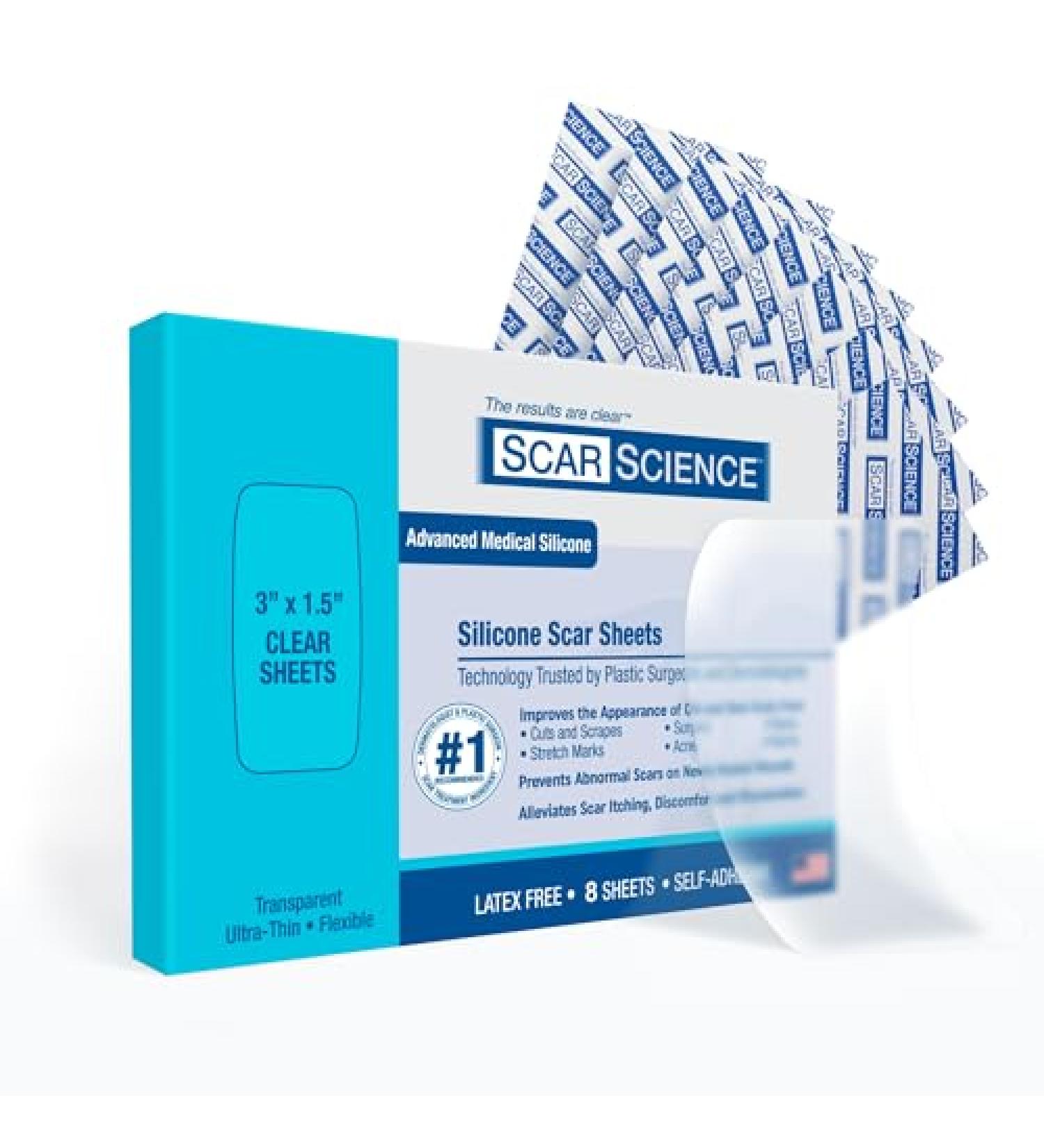 Medical Grade Silicone Scar Sheets - 3 Water-Resistant Strips & 8 Breathable Gel Sheets for Surgical Scars - International Shipping Available - Buy Online on GoSupps.com