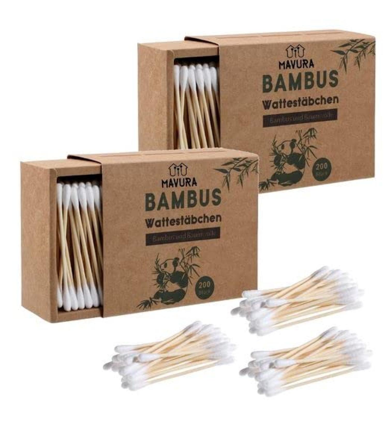 Bamboo Cotton Swabs - Biodegradable & Sustainable Ear Cleaner Sticks (400pcs) | Eco-Friendly Ear Hygiene - Buy Online on GoSupps.com