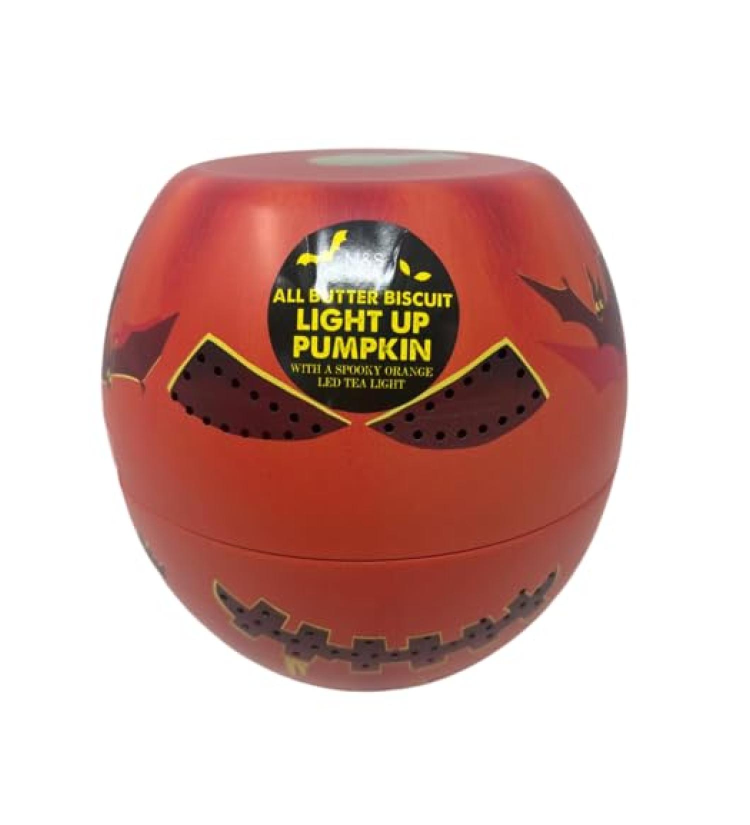 M&S Halloween All Butter Shortbread Biscuits LIGHT UP PUMPKIN Tin 230g in Premier Life Store Box - Buy Online on GoSupps.com