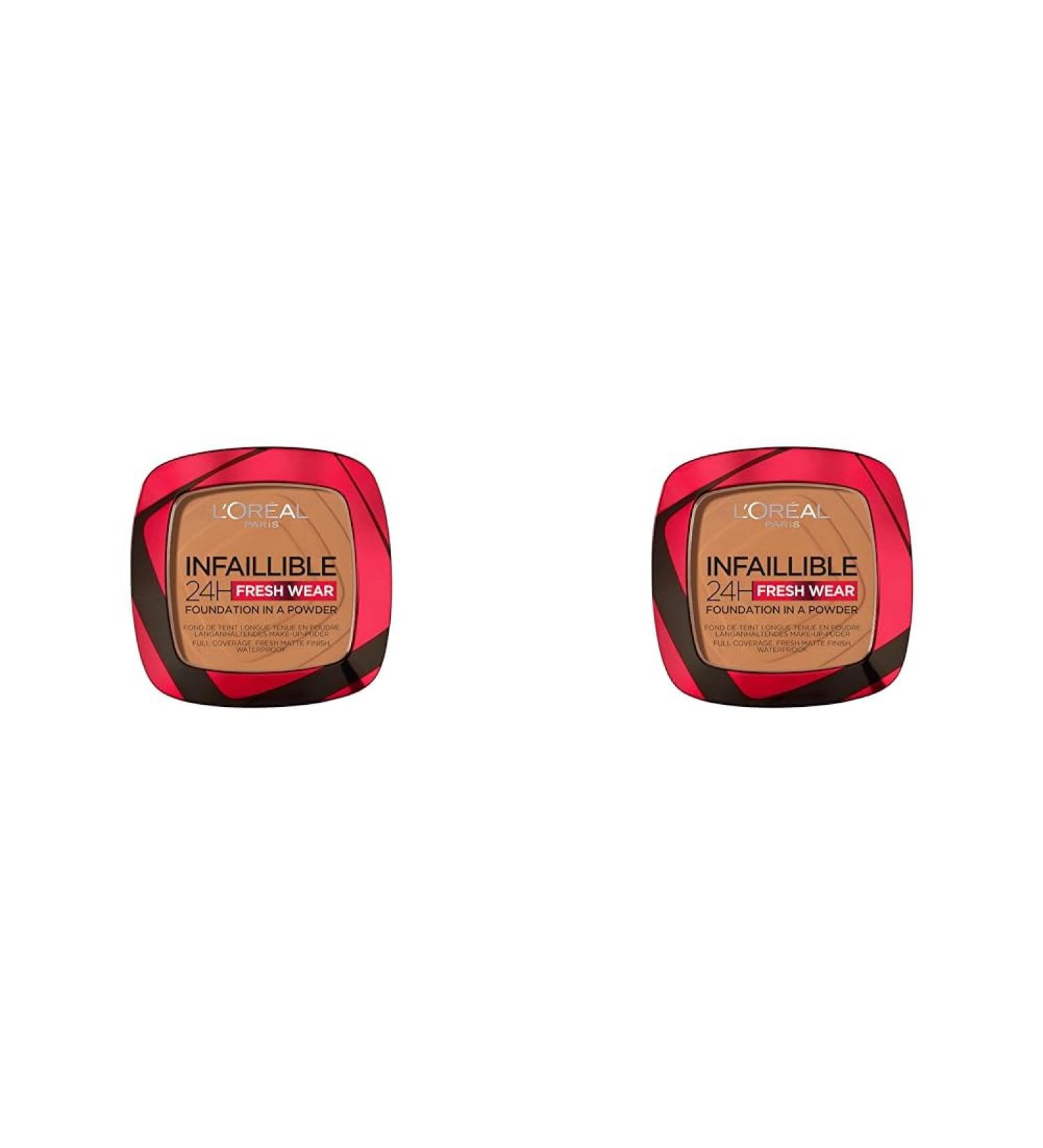 L'Or al Paris Infallible 24H Fresh Wear Foundation in a Powder Full-coverage Longwear Weightless Smooth Finish Water-proof and Transfer-proof 330 Hazelnut (Pack of 2) 330 - Hazelnut 9 g (Pack of 2) - Buy Online on GoSupps.com