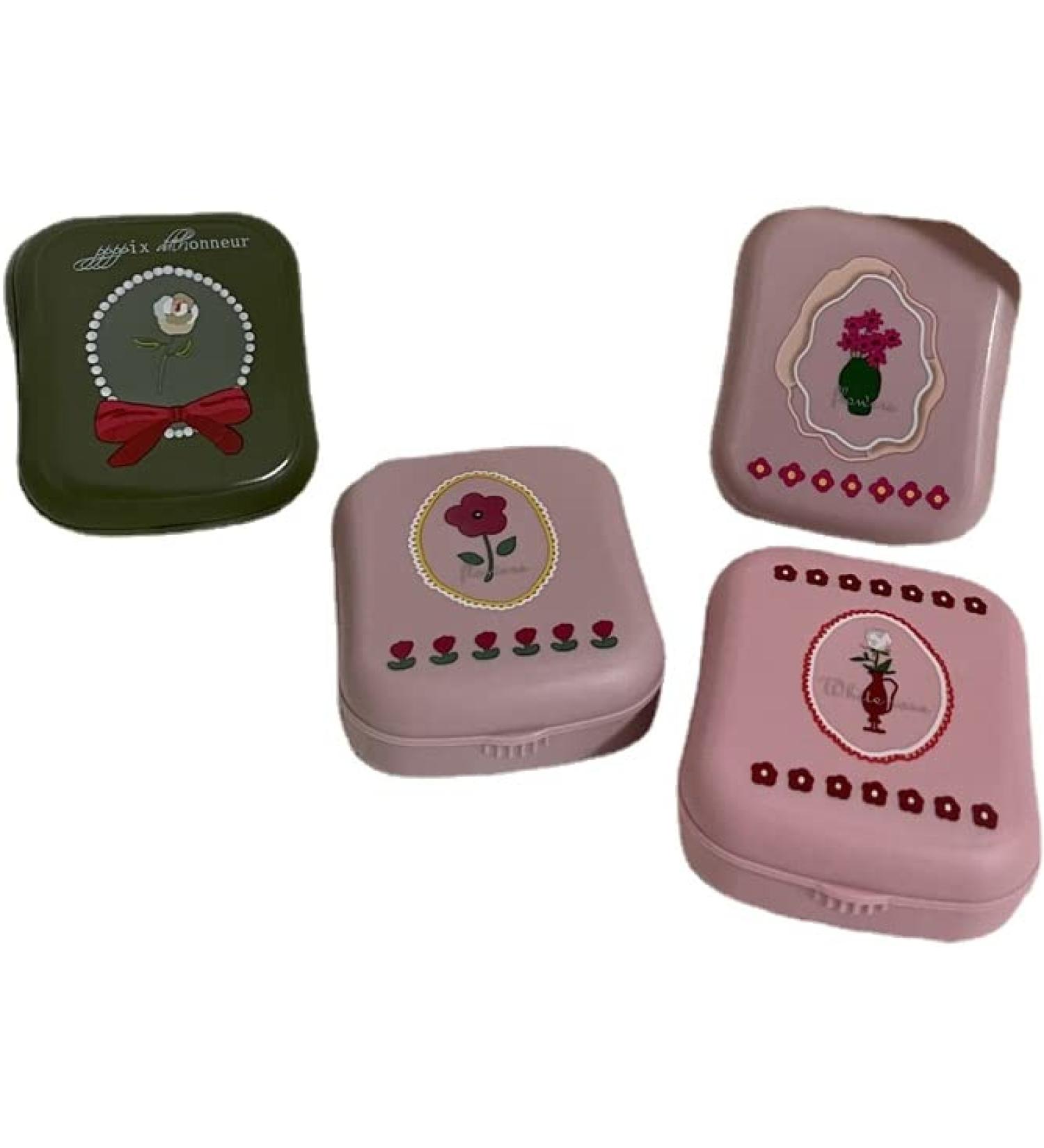 Makelon Elegant Contact Lens Container Set - 4 Fashionable Multi-Colored Etui for Travel & Daily Use - Buy Online on GoSupps.com
