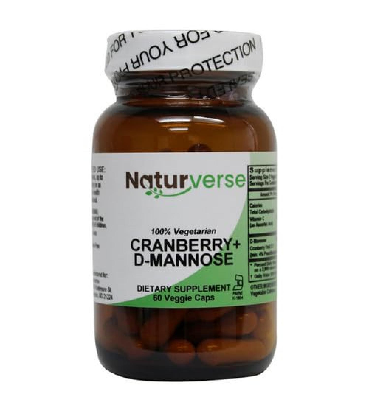 Naturverse Cranberry + D-Mannose Powder Capsules 60 VegCaps 60 Count (Pack of 1)