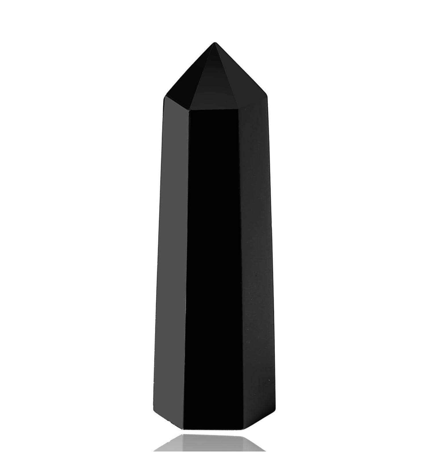 Black Obsidian Crystal Wand - Hexagonal Point for Reiki & Energy Therapy - Buy Online on GoSupps.com