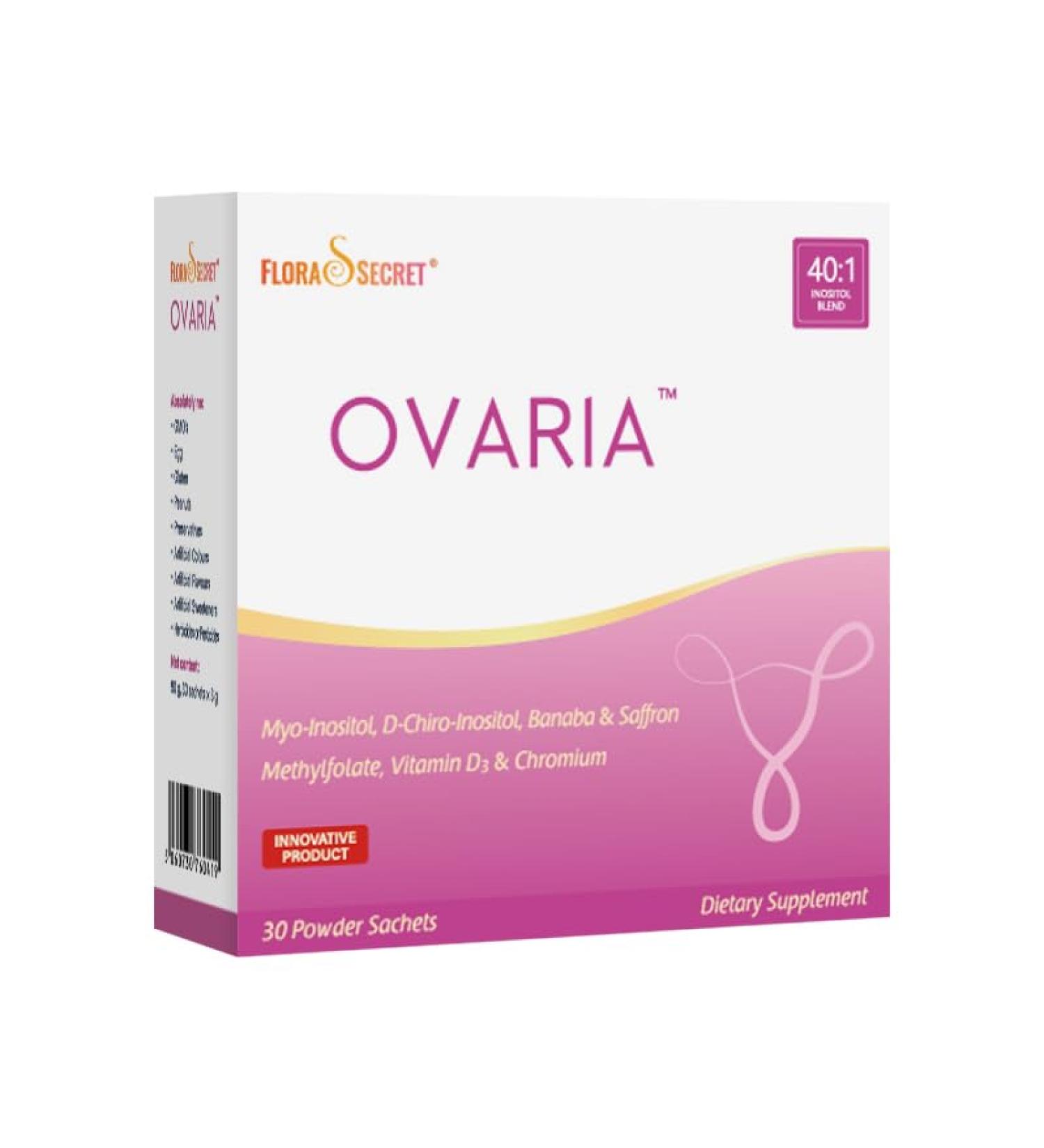Flora Secret Ovaria Women's Dietary Supplement with Myo-Inositol Vitamin D3 30 Powder Sachets