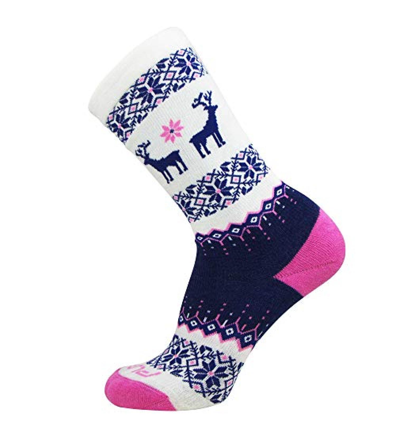 Pure Athlete Kids Merino Wool Ski Socks - Navy/Pink/White - XS/S - for Boys/Girls/Children - Snowboard - 1 Pair - Buy Online on GoSupps.com