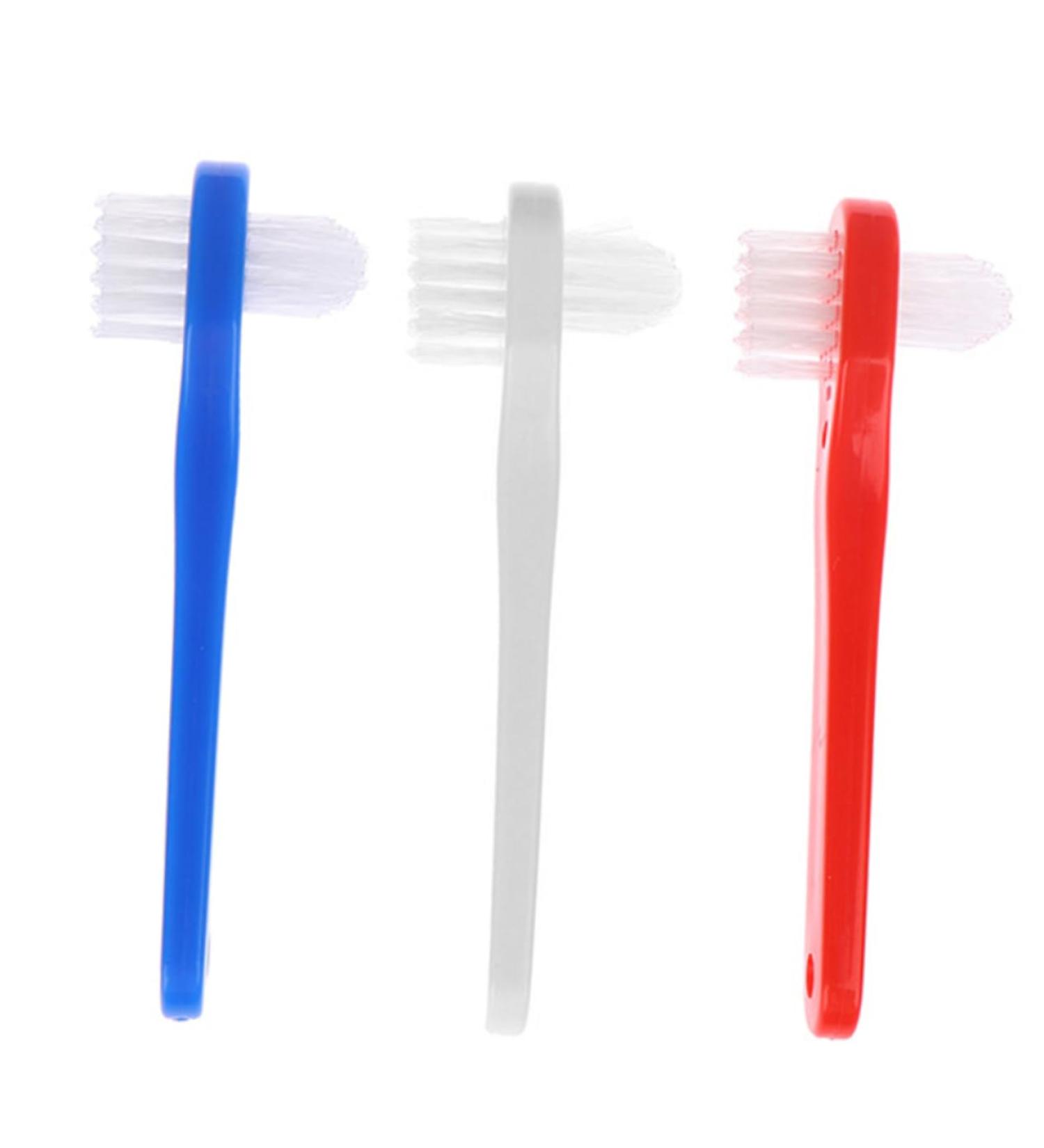 Minkissy Hard Toothbrush for Dental Care | Double Head Prosthesis Cleaner | Partial Dignity Brush for Prosthetics - Buy Online on GoSupps.com