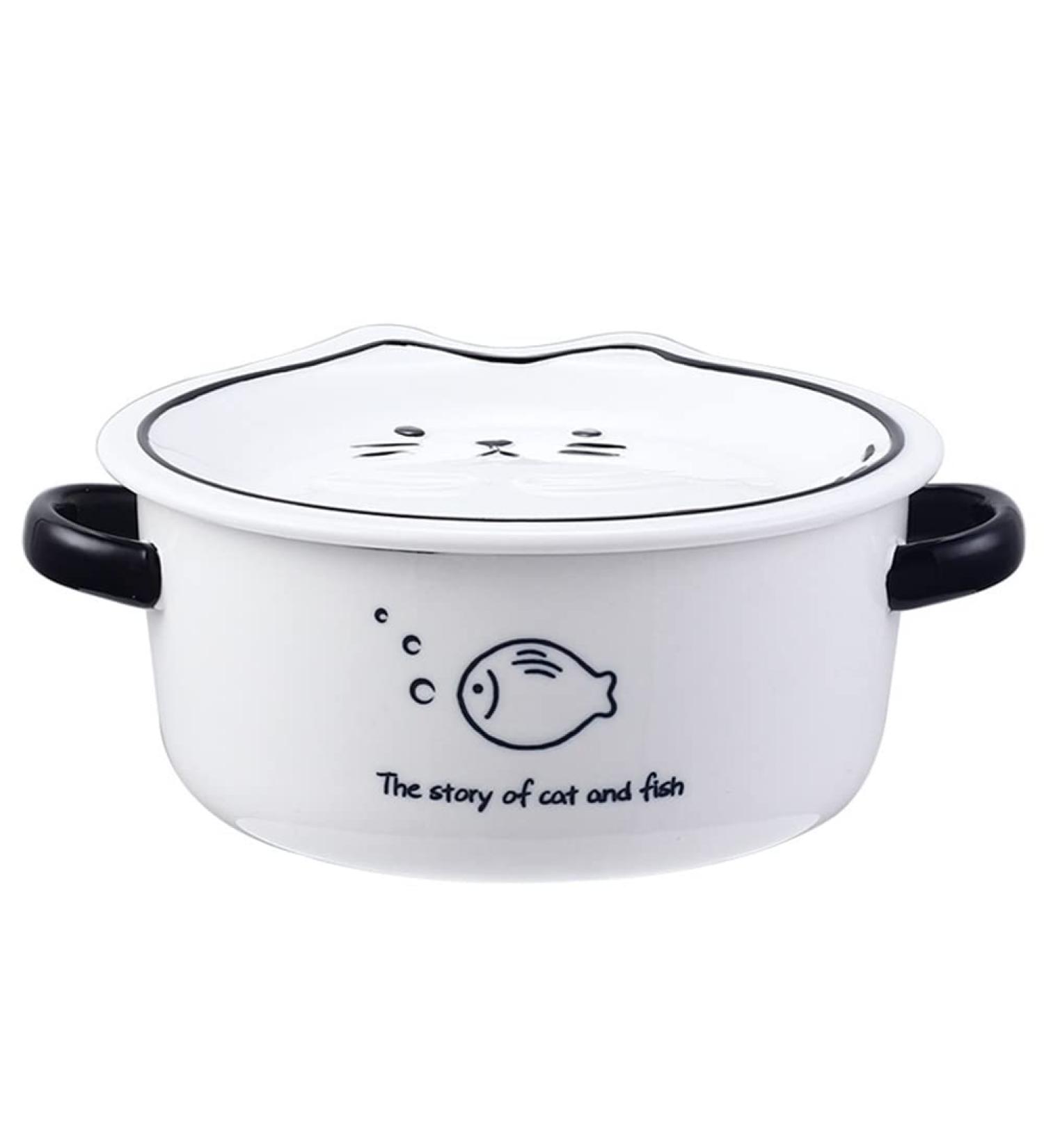 Pzhoais Japanese Household Noodle Bowl Ceramic Soup Bowl with Handle Salad Pasta Bowl Kitchen Oven Bakware-A - Buy Online on GoSupps.com