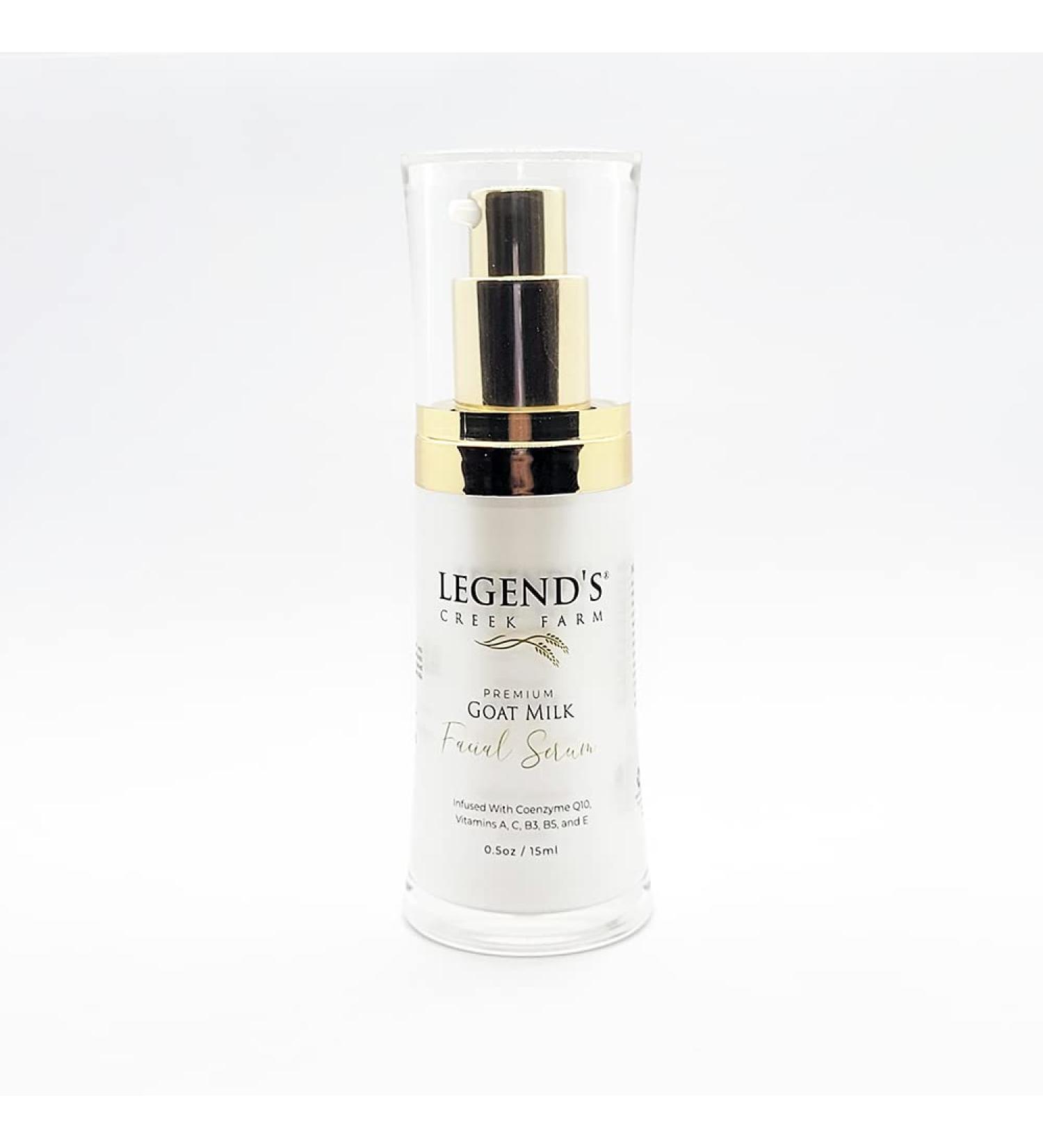 Legend's Creek Farm Goat Milk Facial Serum - Anti-Aging with Rose Water Vitamin C & Hyaluronic Acid - Fragrance-Free Moisturizer for Women - 0.5 Oz - Buy Online on GoSupps.com