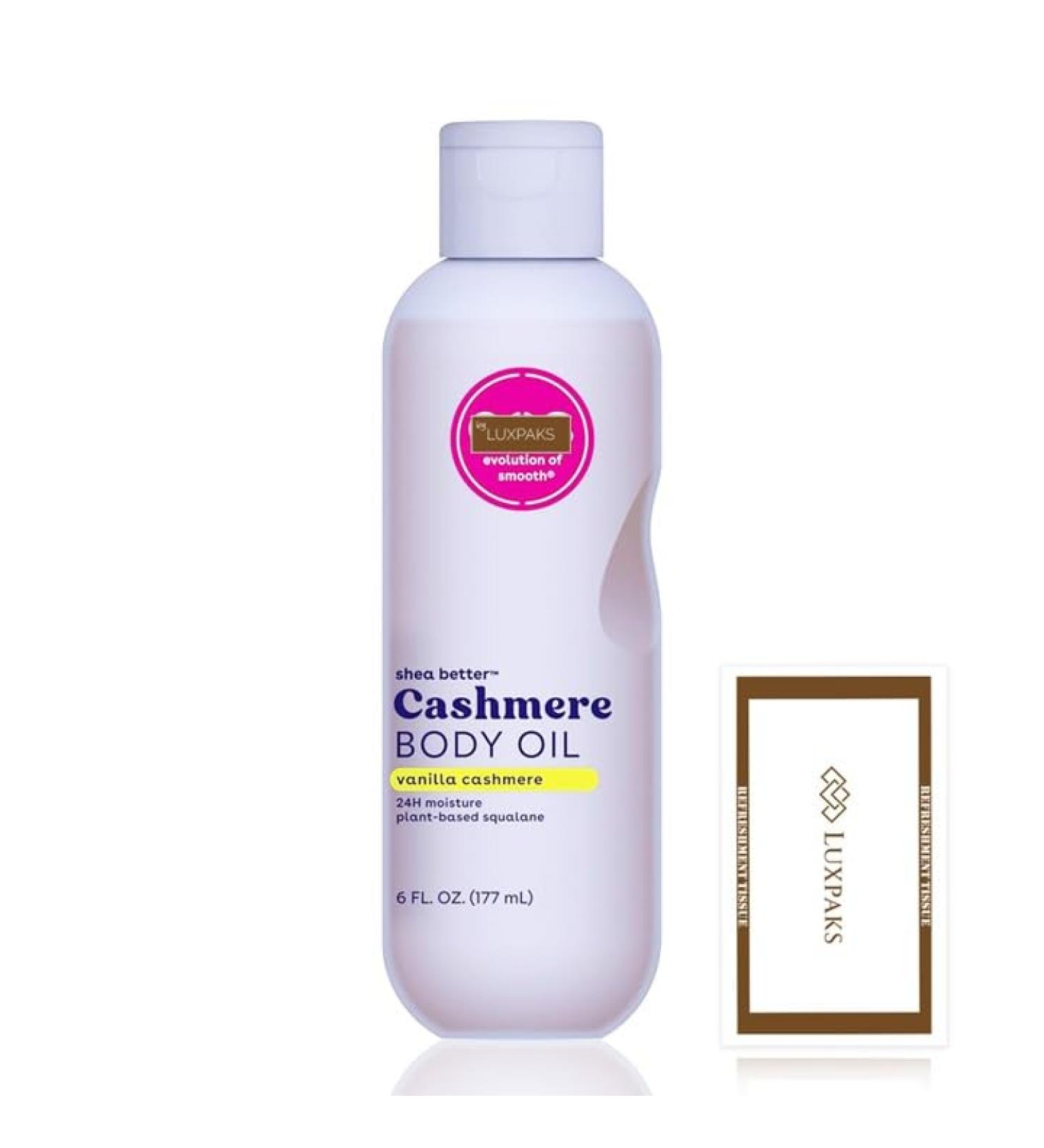  LuxPaks Skincare Set - Contains eos Vanilla Cashmere Body Oil - Scented Body Oil for Women 6 fl oz with a LuxPaks Cleansing Wipe - Buy Online on GoSupps.com