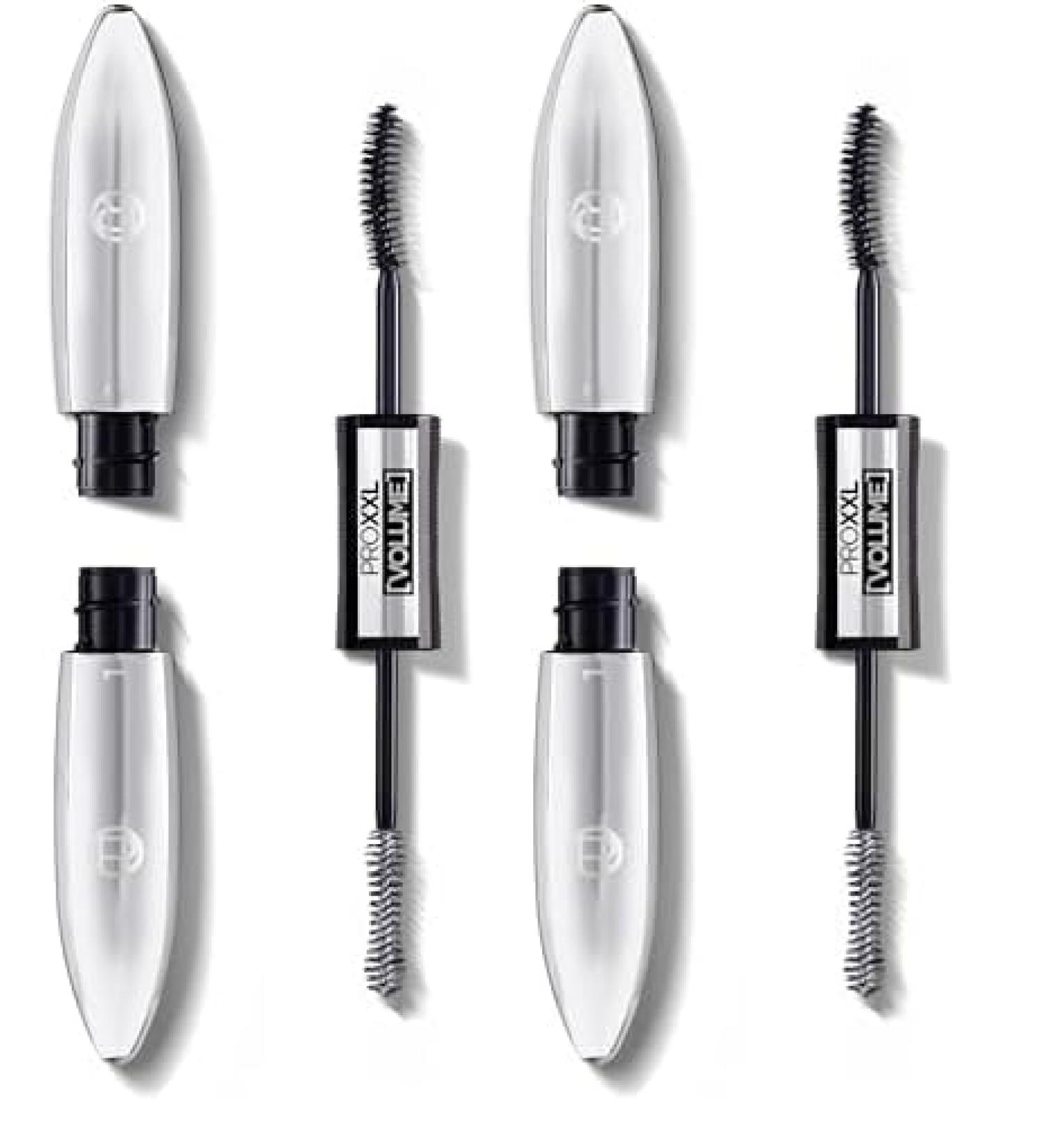 L'Or al Paris - Mascara Pro XXL Volume - Effet Faux Cils Professionnel - Technologie Double Brosse - Longue Tenue - Teinte : Noir - 12 ml (Lot de 2) Black - Buy Online on GoSupps.com