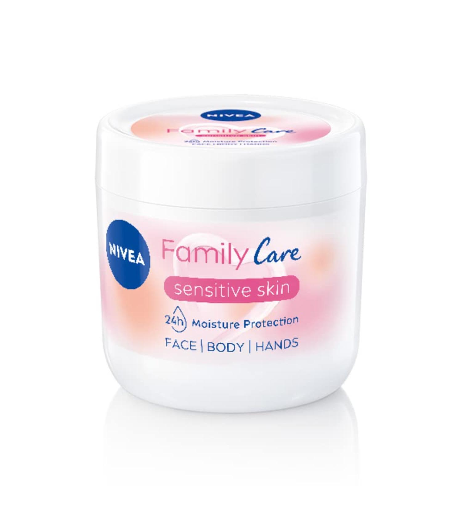 Nivea Almond Family Care Moisturizer - 450ml Body Cream for Sensitive Skin | Natural Almond Oil for Dry Skin | Moisture Care for All Family - Buy Online on GoSupps.com