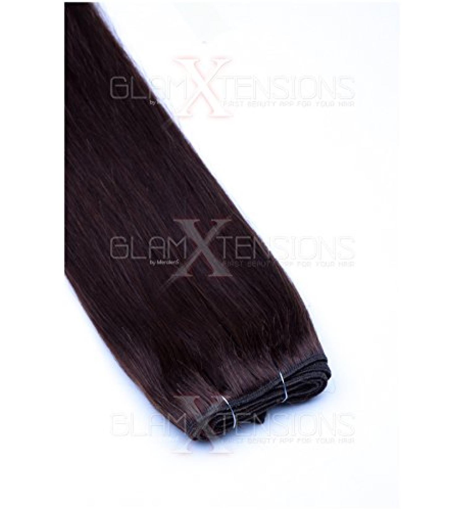 WEFT Extensions Real Hair Tress Glamxtensions smooth 100% Remy Indian real hair Human Hair - 50cm in the color #04 chocolate brown - hair extension hair sealing for sewing