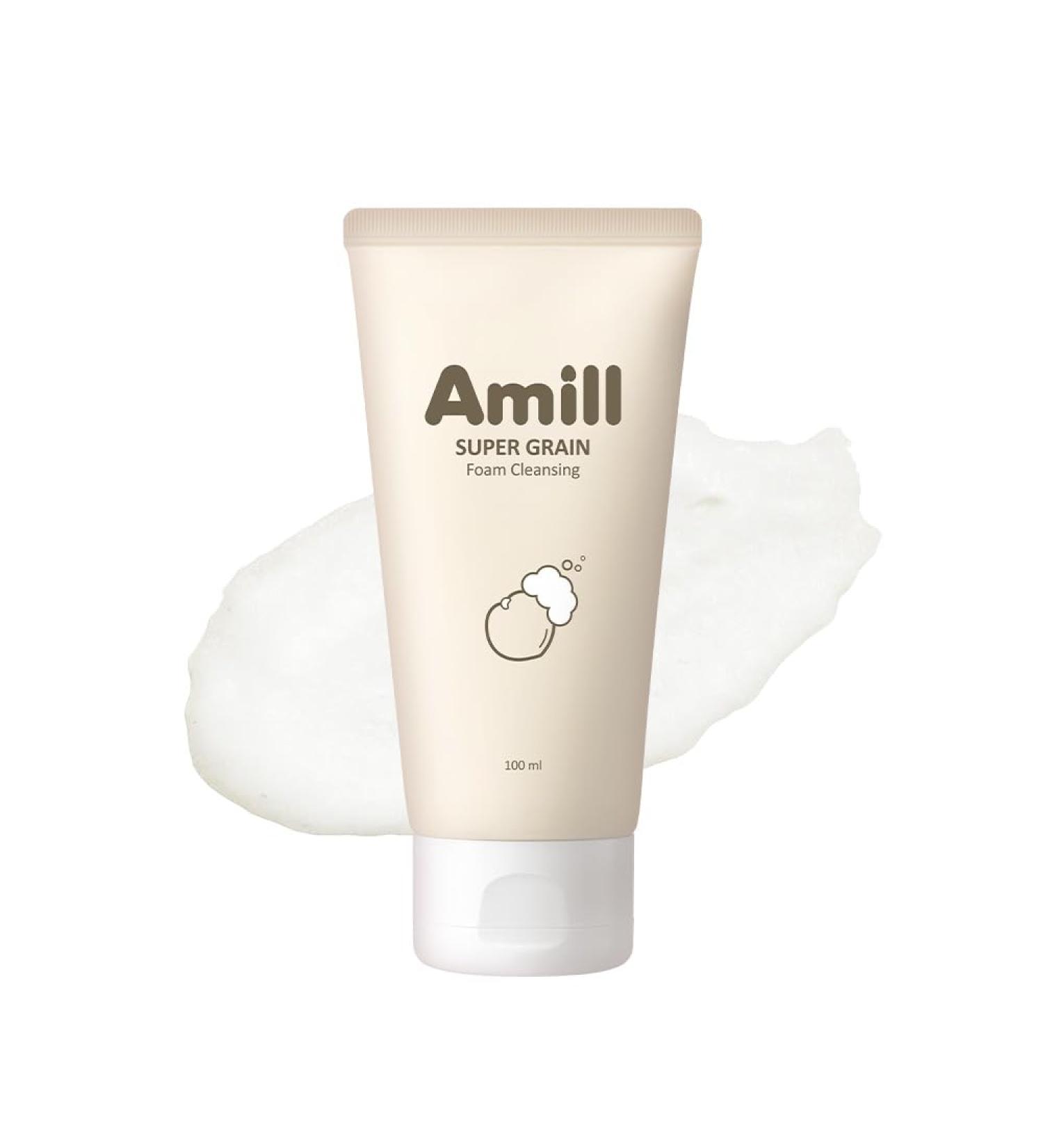 Amill Super Grain Foam Cleansing (100ml/3.39fl.oz) Gentle Facial Cleanser with Multi-Grain Extracts for Soft & Hydrated Skin - Buy Online on GoSupps.com