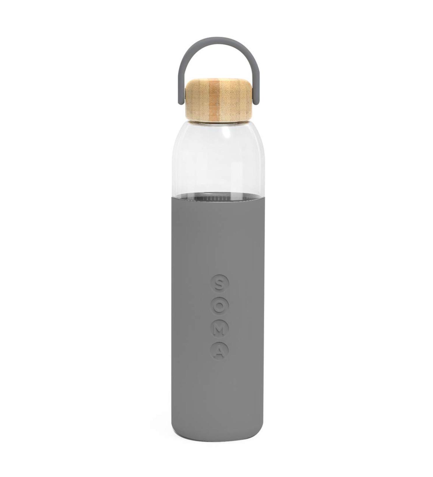 Buy Soma BPA-Free Glass Water Bottle with Silicone Sleeve - 25oz Gray - Buy Online on GoSupps.com