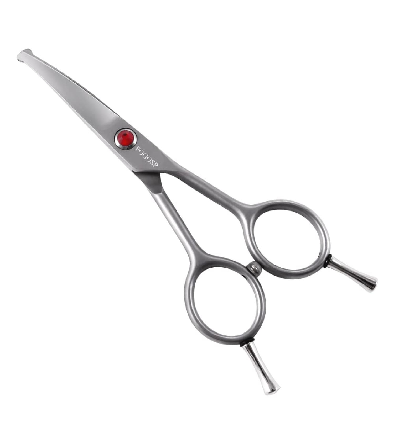 FOGOSP 4.5 Curved Dog Scissors for Small Dog Grooming - Round Tip Professional Trimmer for Face, Paws, Ears - Gray Shears - Buy Online on GoSupps.com