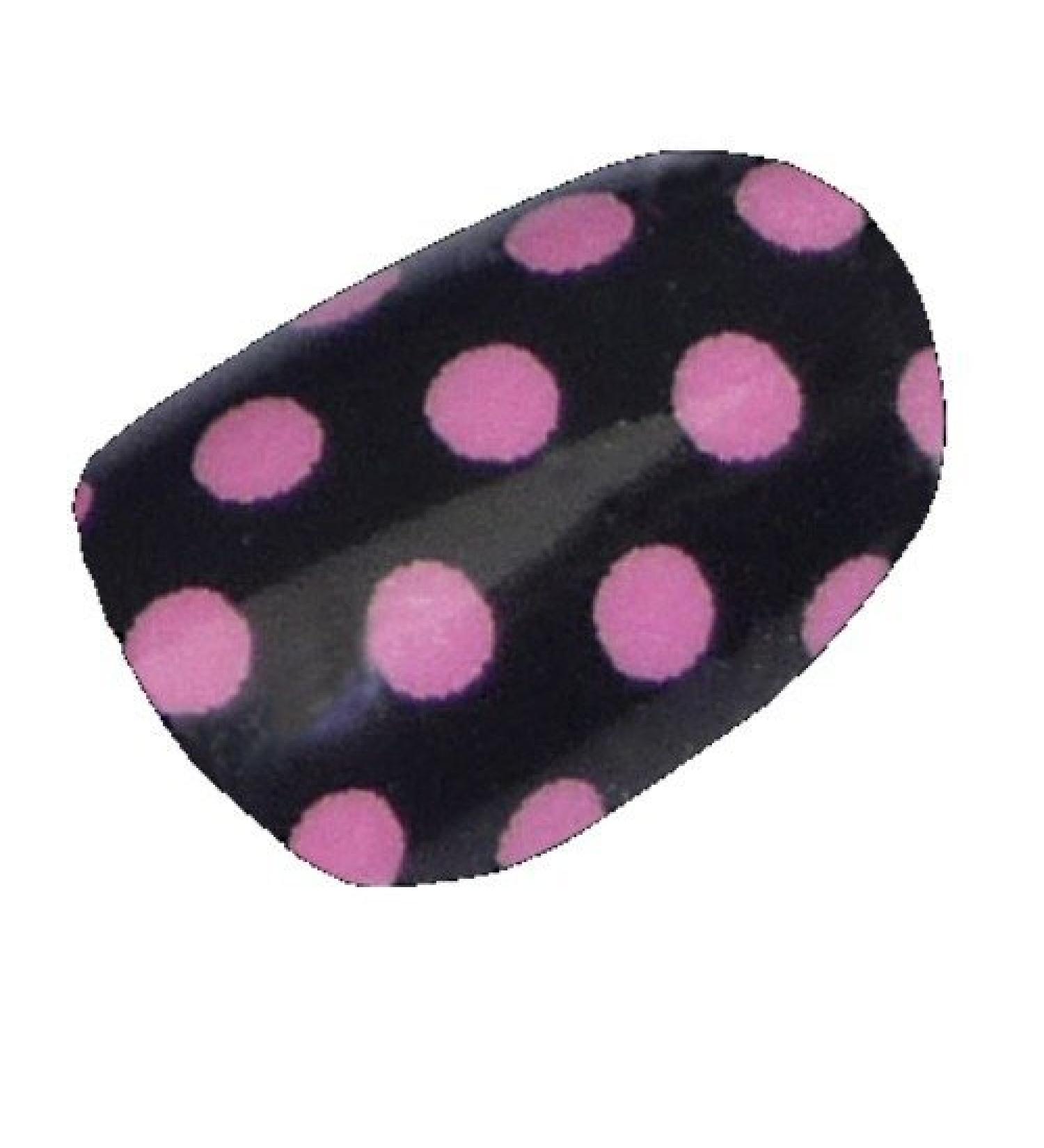 Chix Nails Polka Dot Beauty Trendy Style Fingers Toes Vinyl Foils Nail Wraps Pink on Black