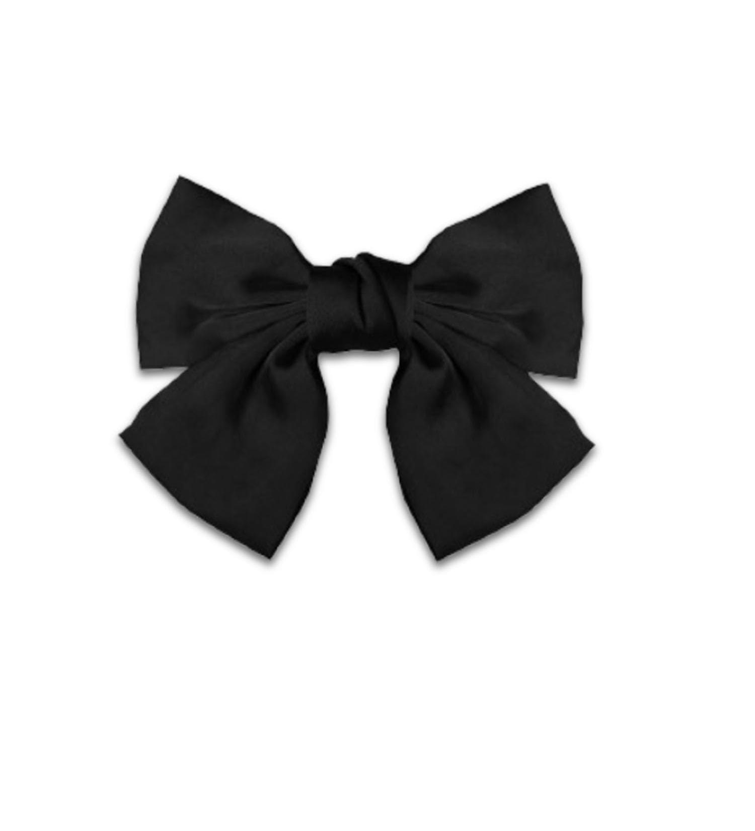 Black Satin Bow Hair Clips - Vintage Solid Color Bowknot French Barrette Simple Hair Fastener Accessories for Women and Girls - Buy Online on GoSupps.com