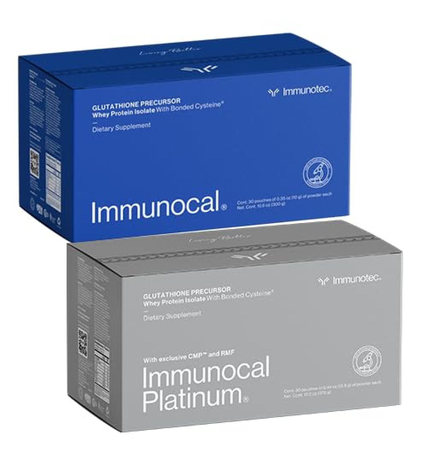 Immunocal Supplement Pack of 2 1 Regular and 1 Platinum Whey Protein Isolate and Glutathione Precursor 30 Servings - Buy Online on GoSupps.com