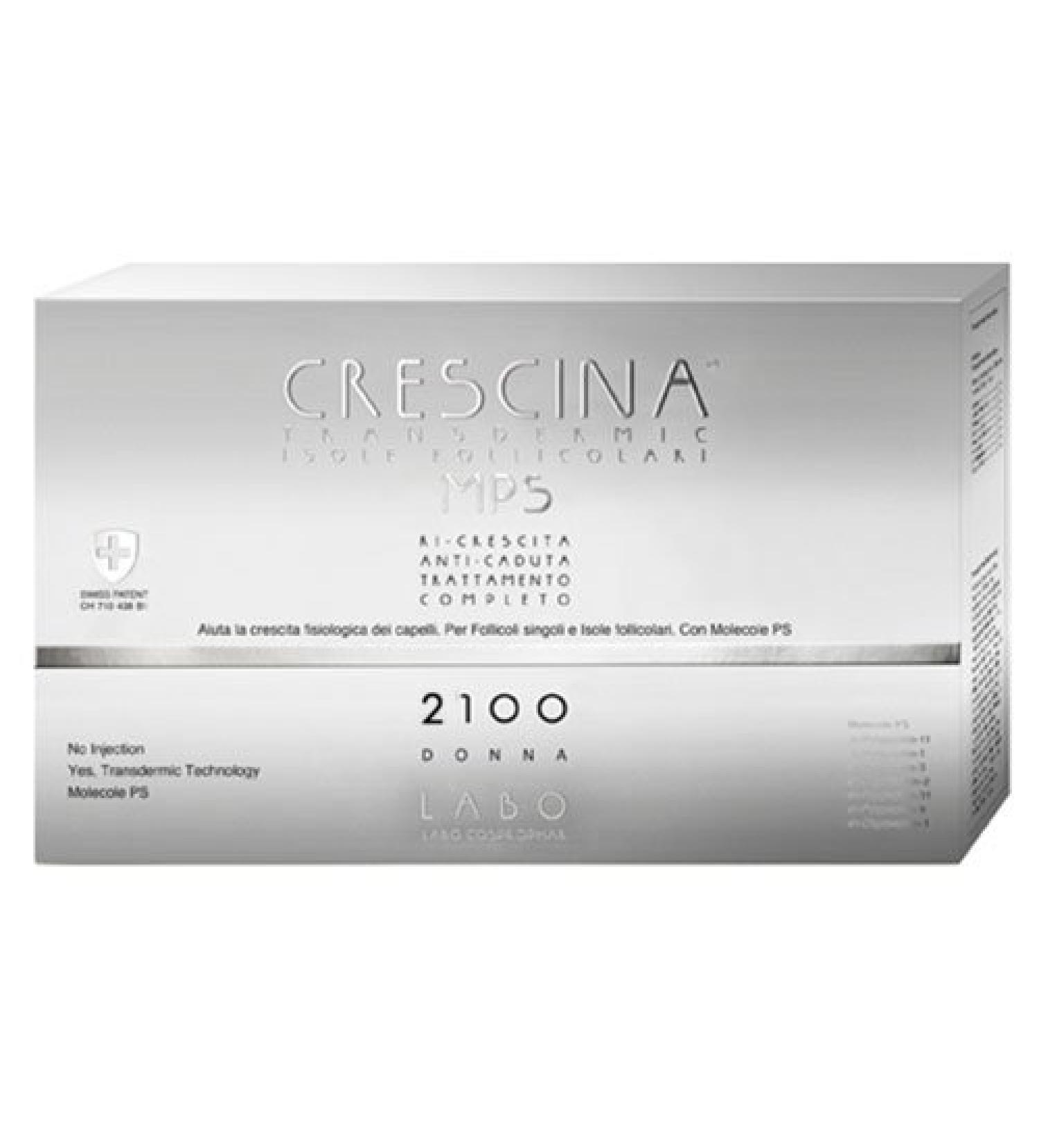 Labo Crescina Transdermic MPS Isotle Folliculaire Traitement complet Ri-fissur + Anti-chute 2100 Soin cheveux femme 10 + 10 ampoules