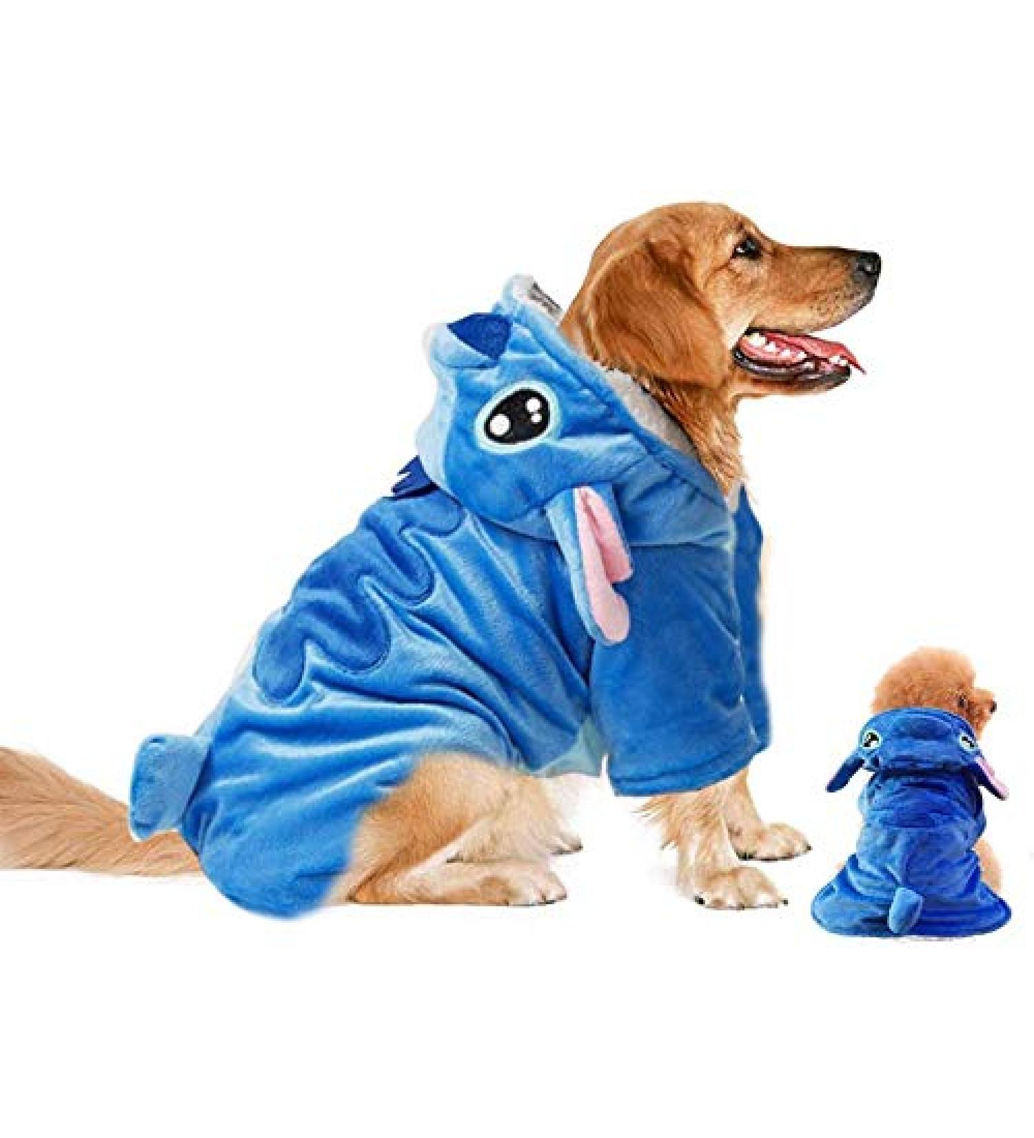 Gimilife Dog Hoodie Xmas Pajamas | Pet Costume for Small Medium Large Dogs and Cats | Disney Stitch Cartoon Halloween & Winter Outfit - 2XL - Buy Online on GoSupps.com