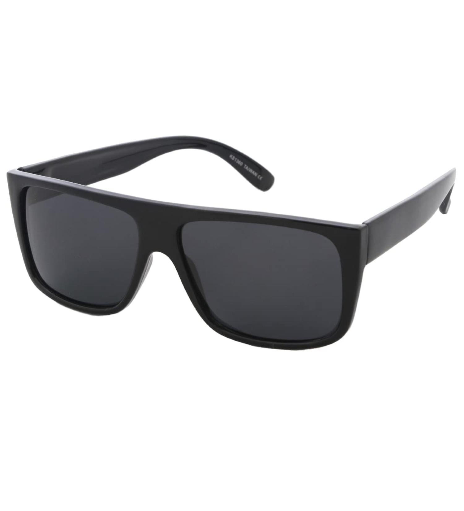 zeroUV Eazy E Square Flat Top Sunglasses | Shiny Black/Smoke Polarized - OG Loc Style - Buy Online on GoSupps.com