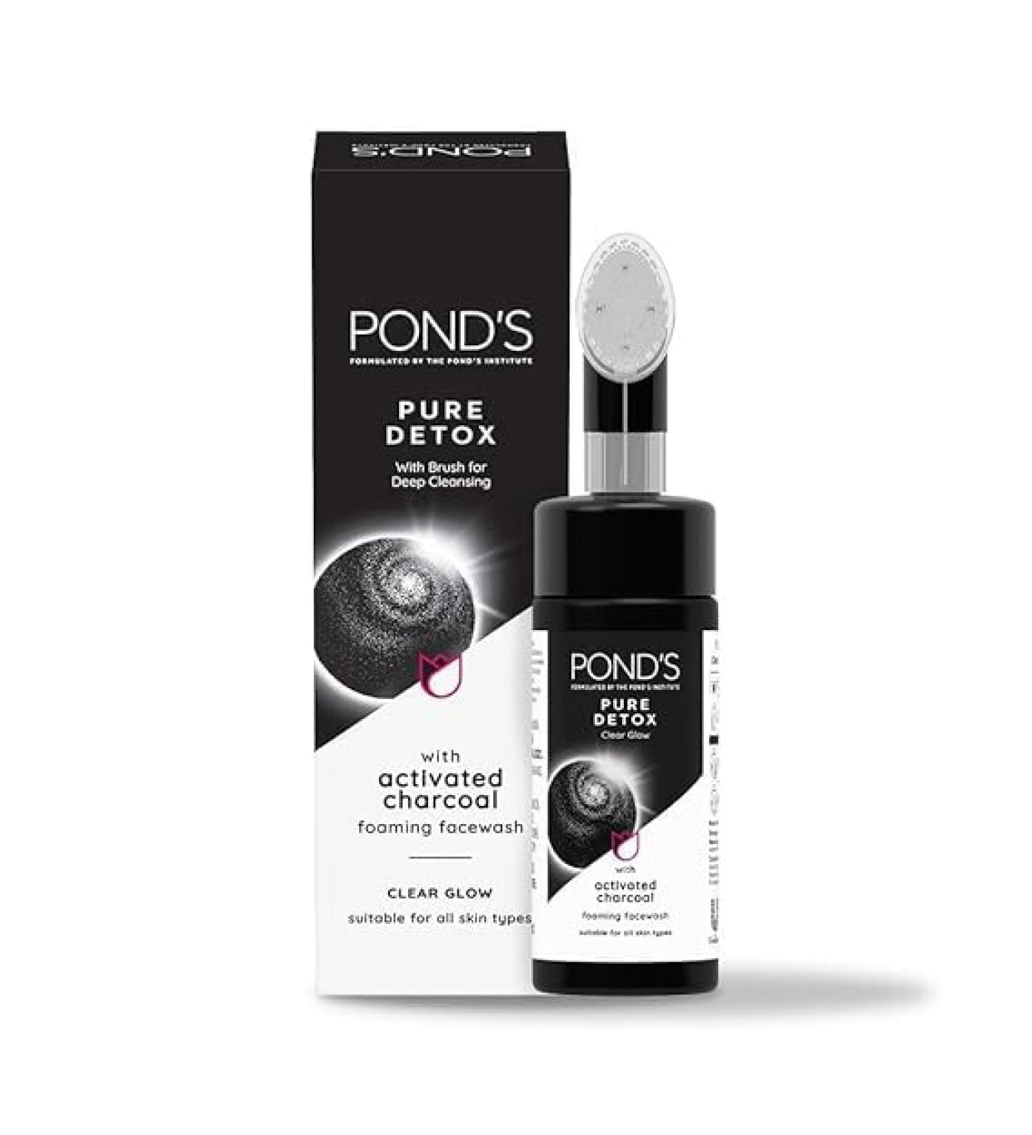 POND'S Pure Detox Foaming Brush Facewash | Clear Glow & Gentle Exfoliation | 150ml for All Skin Types - Buy Internationally - Buy Online on GoSupps.com