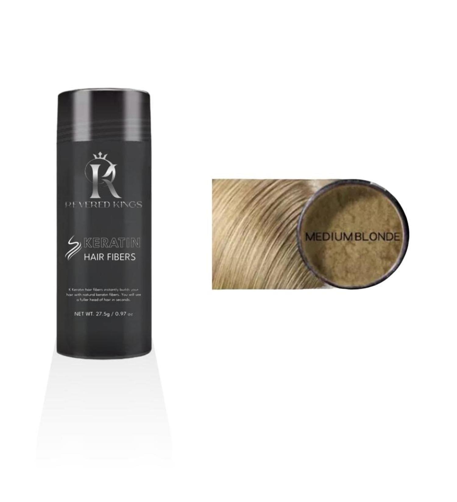 Medium Blonde Hair Building Fiber - Charged Keratin Thinning Hair Filler | Extra Large 27.5g | Long Lasting & Undetectable - Buy Online on GoSupps.com