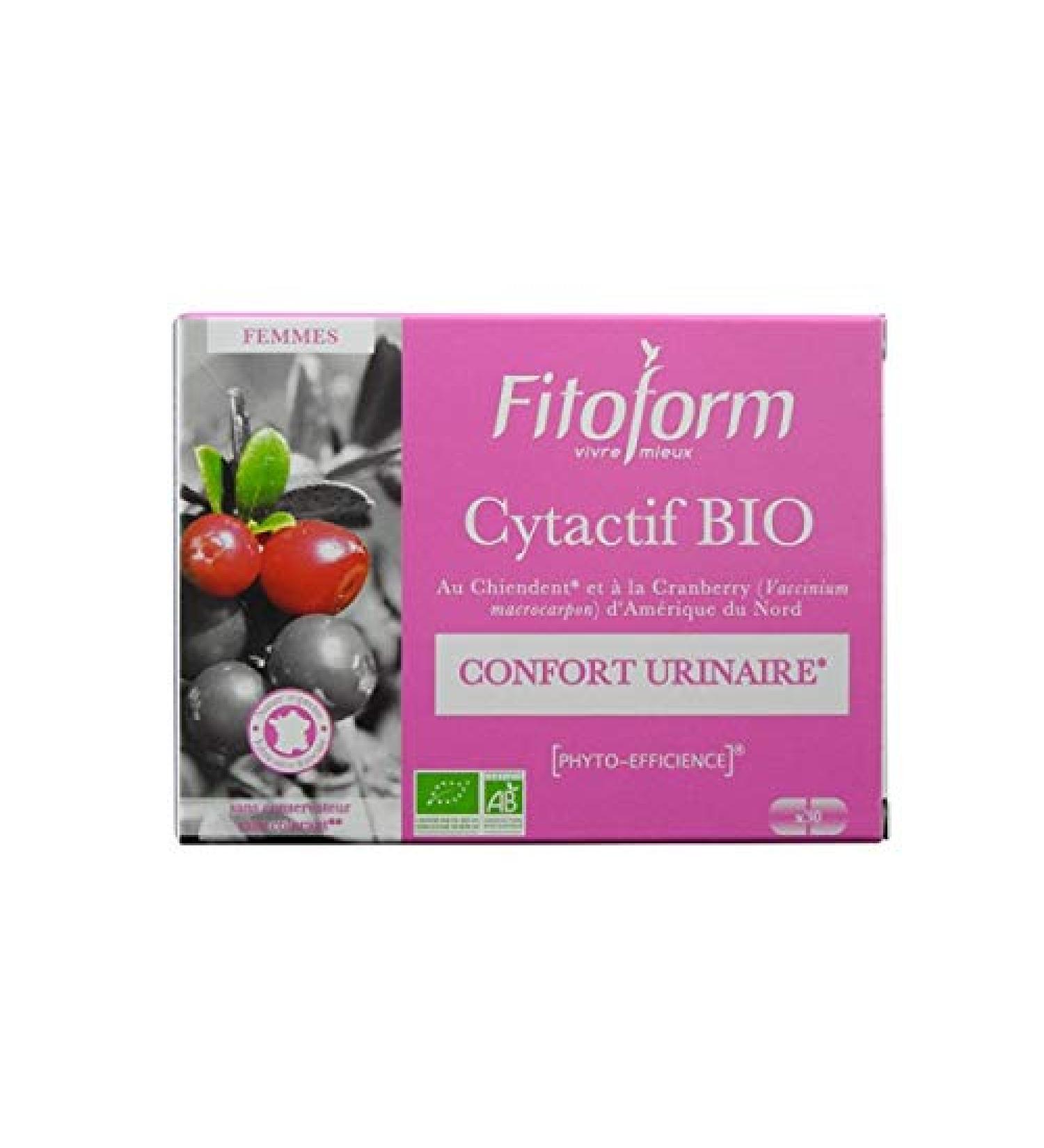 Organic Cytactif 30 Capsules - Urinary Comfort - Fitoform