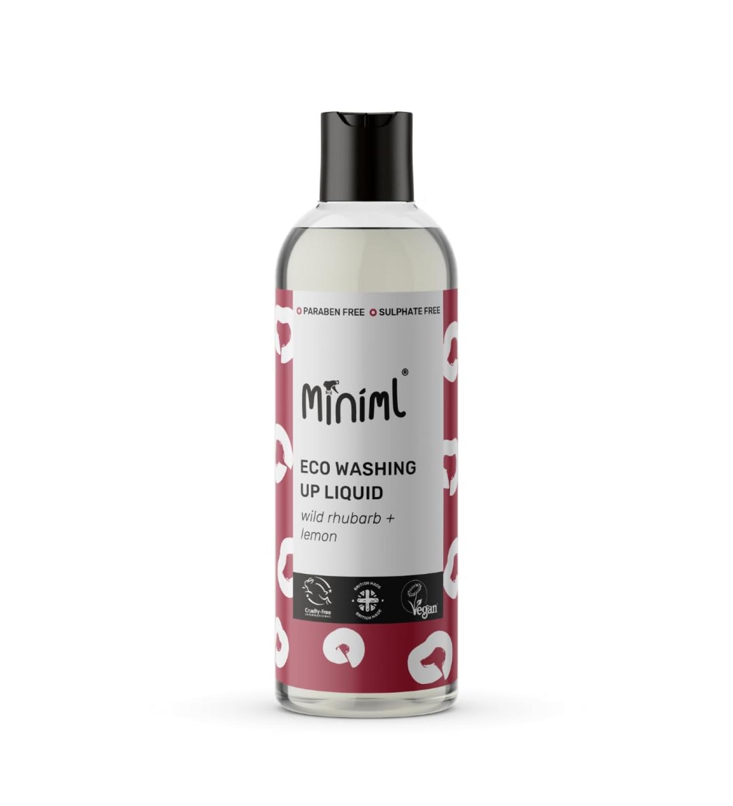 Miniml Eco Washing Up Liquid 500ml - Rhubarb Scented Non Bio & Skin Sensitive Friendly Dish Wash Cleaner that's Plant Based Vegan & Cruelty Free - Natural Cleaning Products (50 Washes) - Buy Online on GoSupps.com