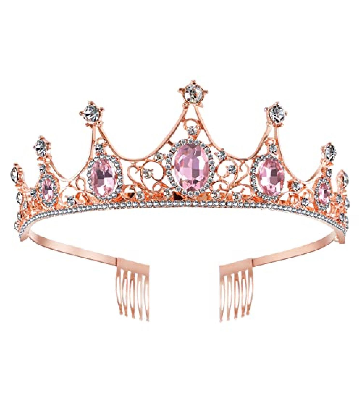 Rose Gold Tiara Crown Headband for Girls - Perfect for Parties, Dances, Weddings - 1 Pack - Buy Online on GoSupps.com