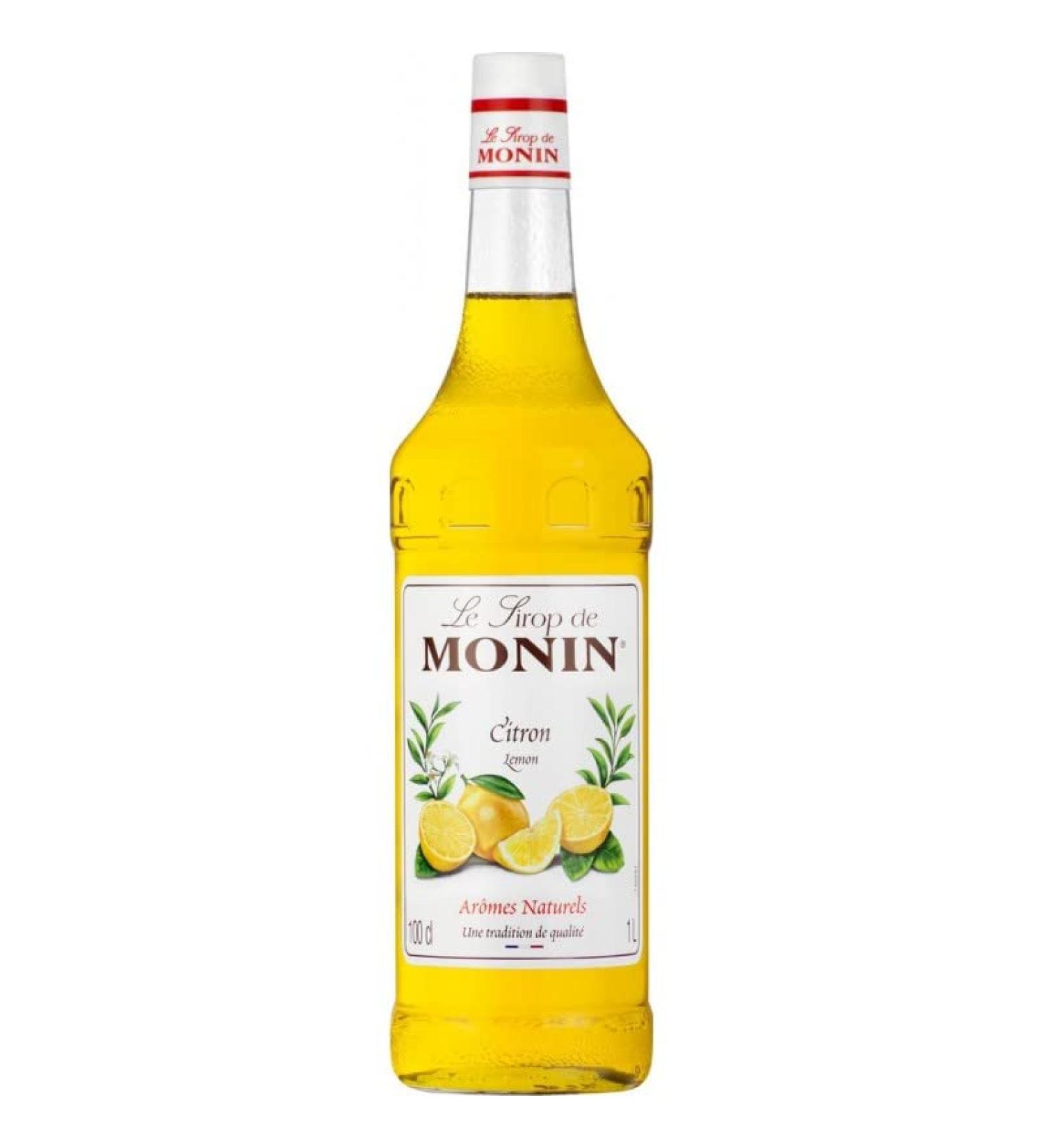 MONIN Lemon Syrup for Cocktail, Lemonade and Soda - Natural Flavors - 1L