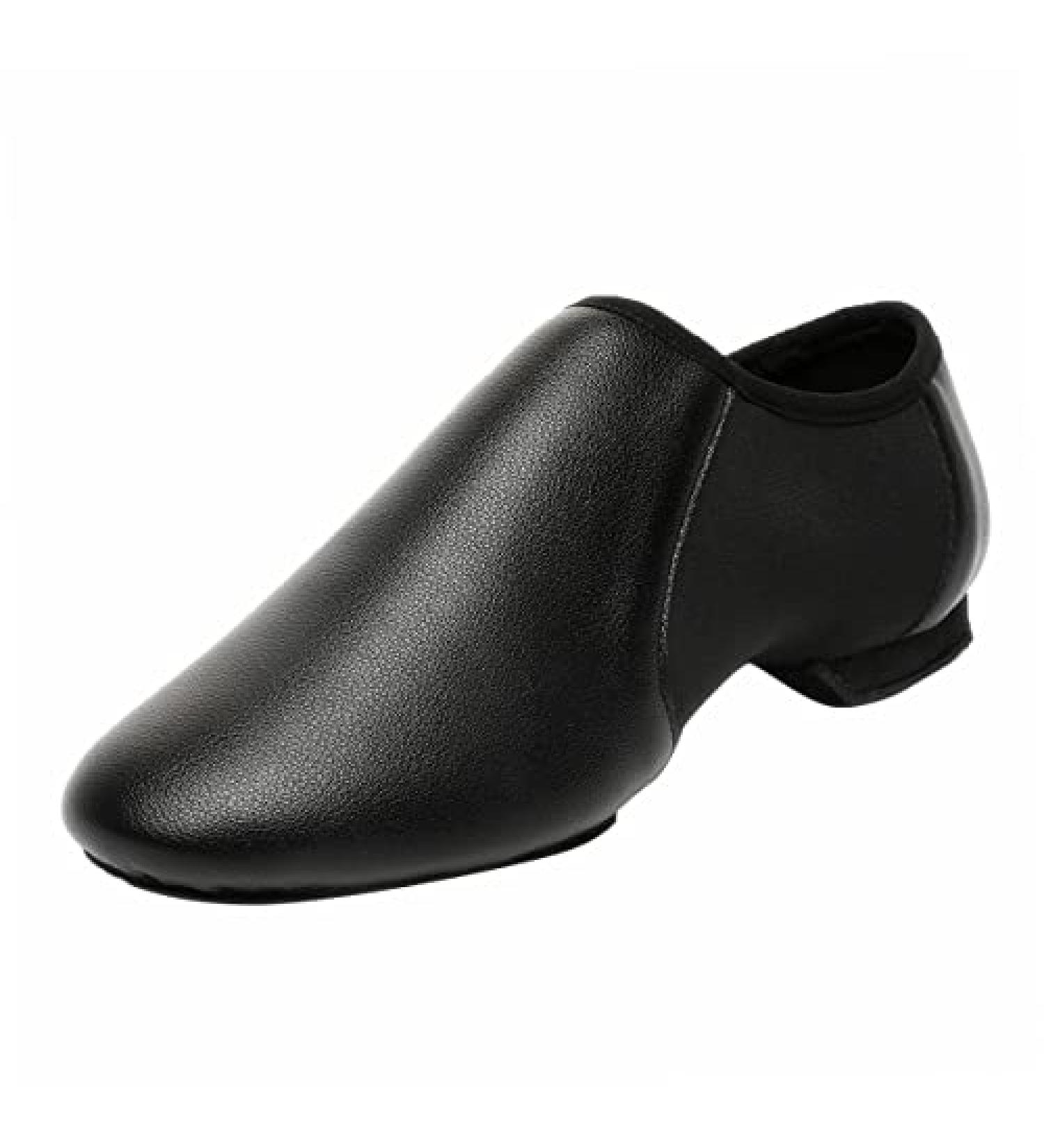 Black Slip-On Jazz Shoes | Elastic Leather Sole | Unisex | Size 12.5 Women/11.5 Men | Dance Shoes - Buy Online on GoSupps.com