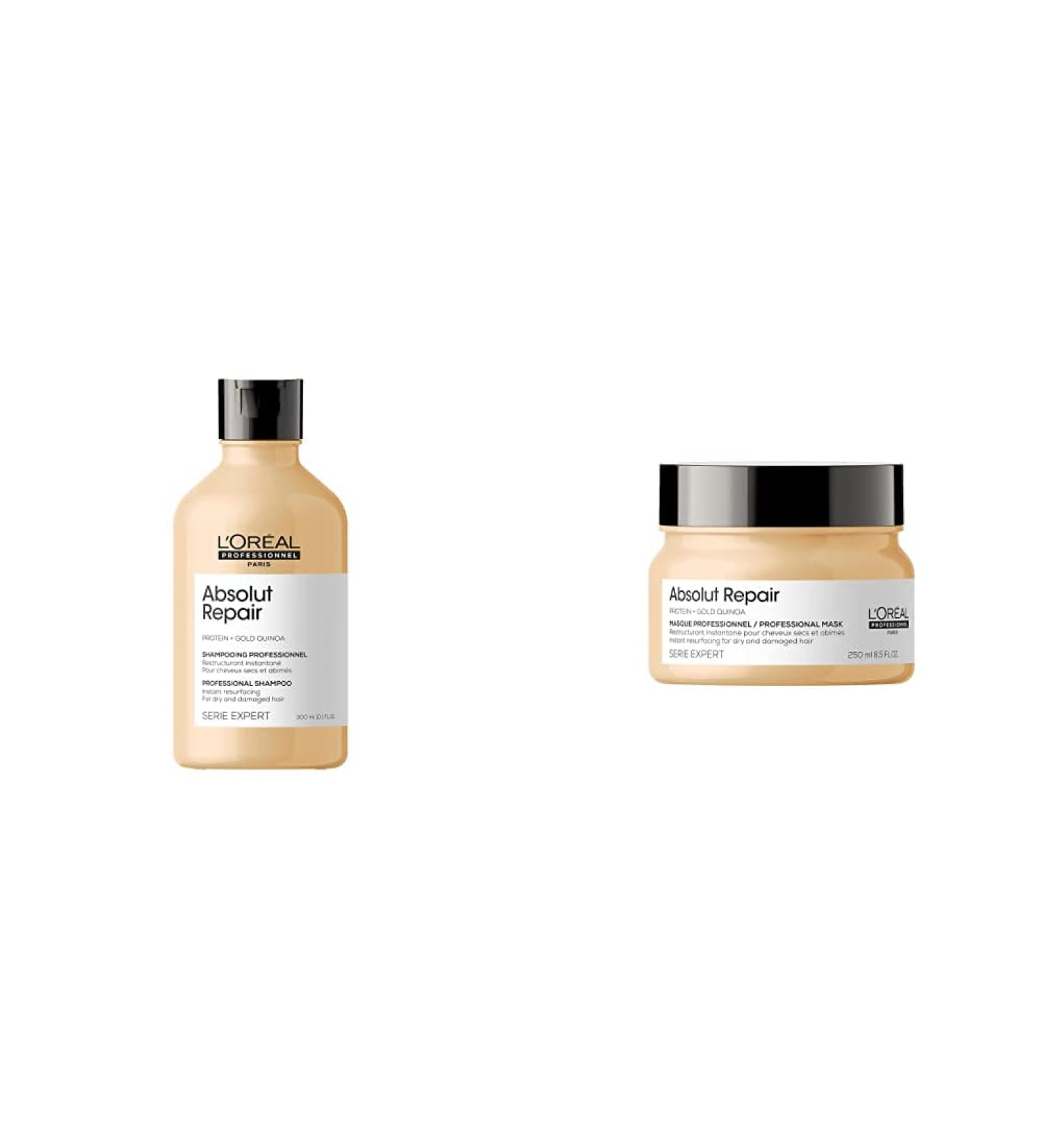 L'Or al Professionnel LOr al Serie Expert Absolut Repair Gold Hair Mask 250ml & Shampoo 300ml - Buy Online on GoSupps.com