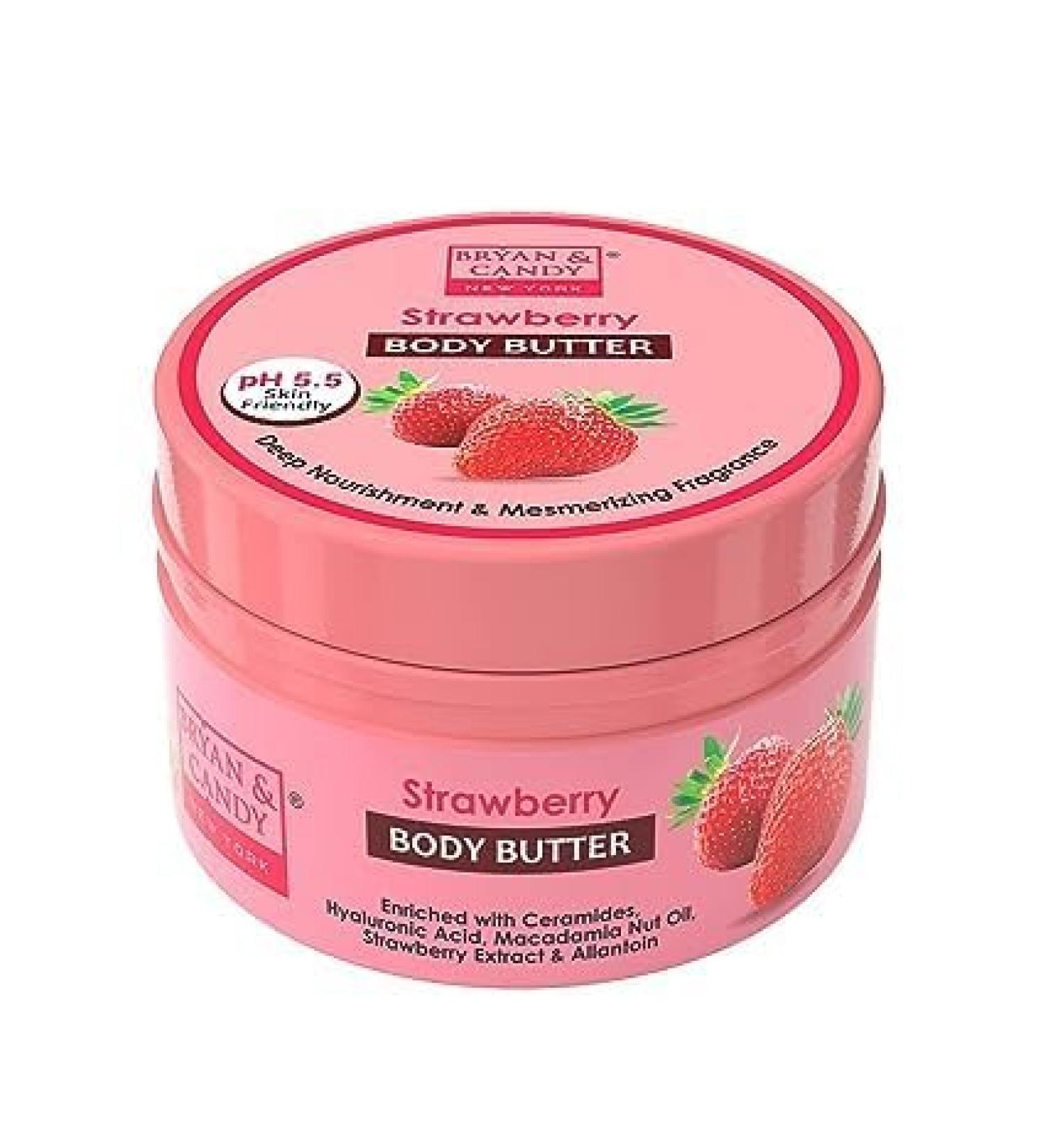 Buy B.RYA N & CAND Y Strawberry Body Butter | pH 5.5 Moisturizer for 72Hrs | Ceramides Strawberry Extract & Shea Butter | Non-Sticky for Women & Men (200gm - Buy Online on GoSupps.com