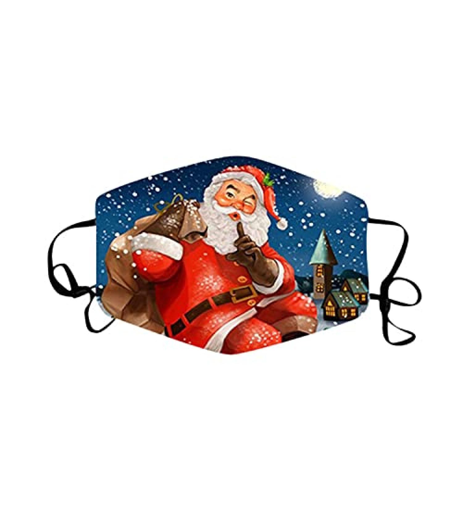 1 Pieces Adults Protect_Cover_Mask Washable Reusable Christmas Print With Filter Pocket Adjustable Earloops (Q) - Buy Online on GoSupps.com