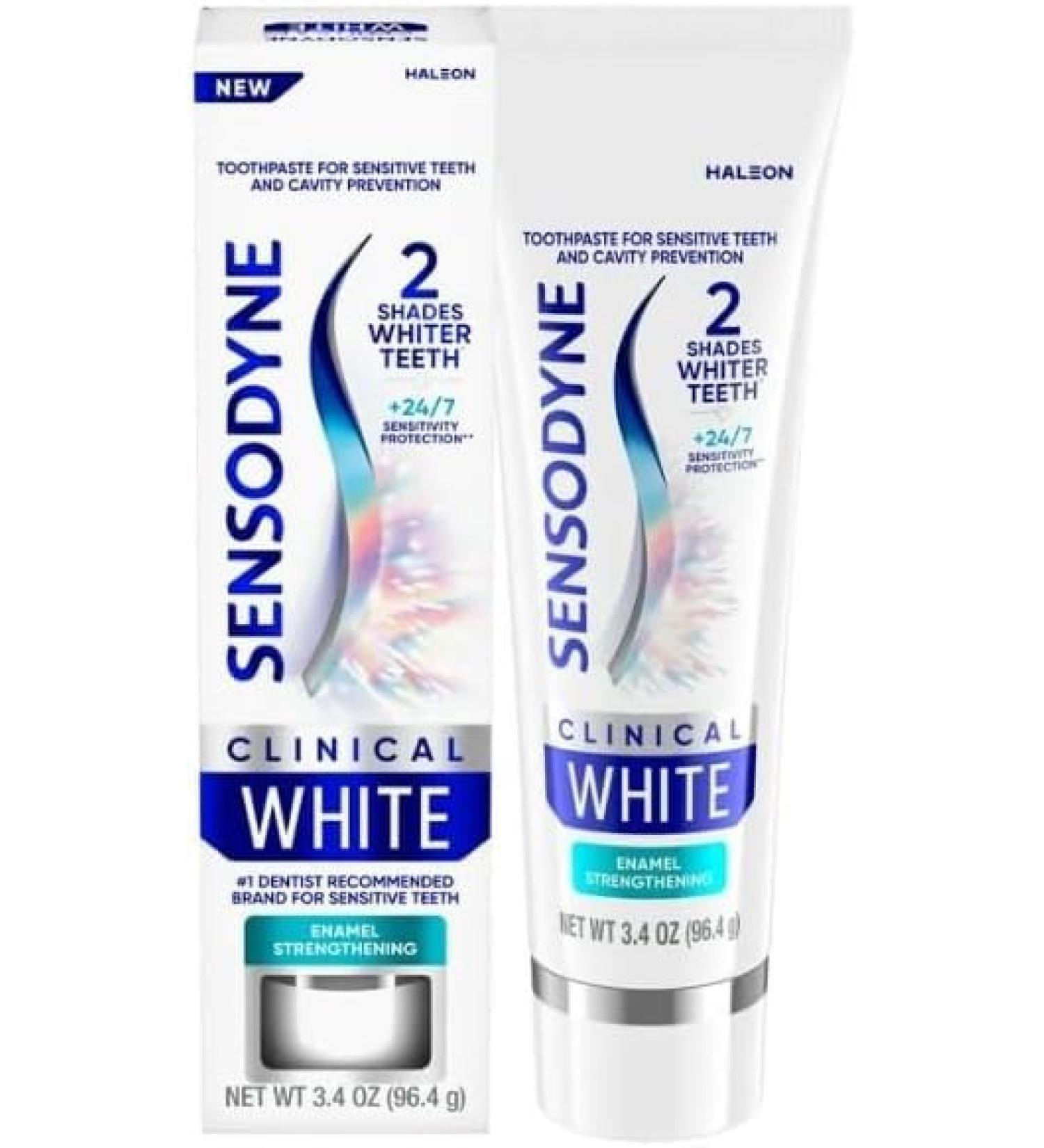 Buy Sensodyne Clinical White Toothpaste for Sensitive Teeth - Enamel Strengthening 3.4 oz Mint Flavor - International Shipping Available - Buy Online on GoSupps.com