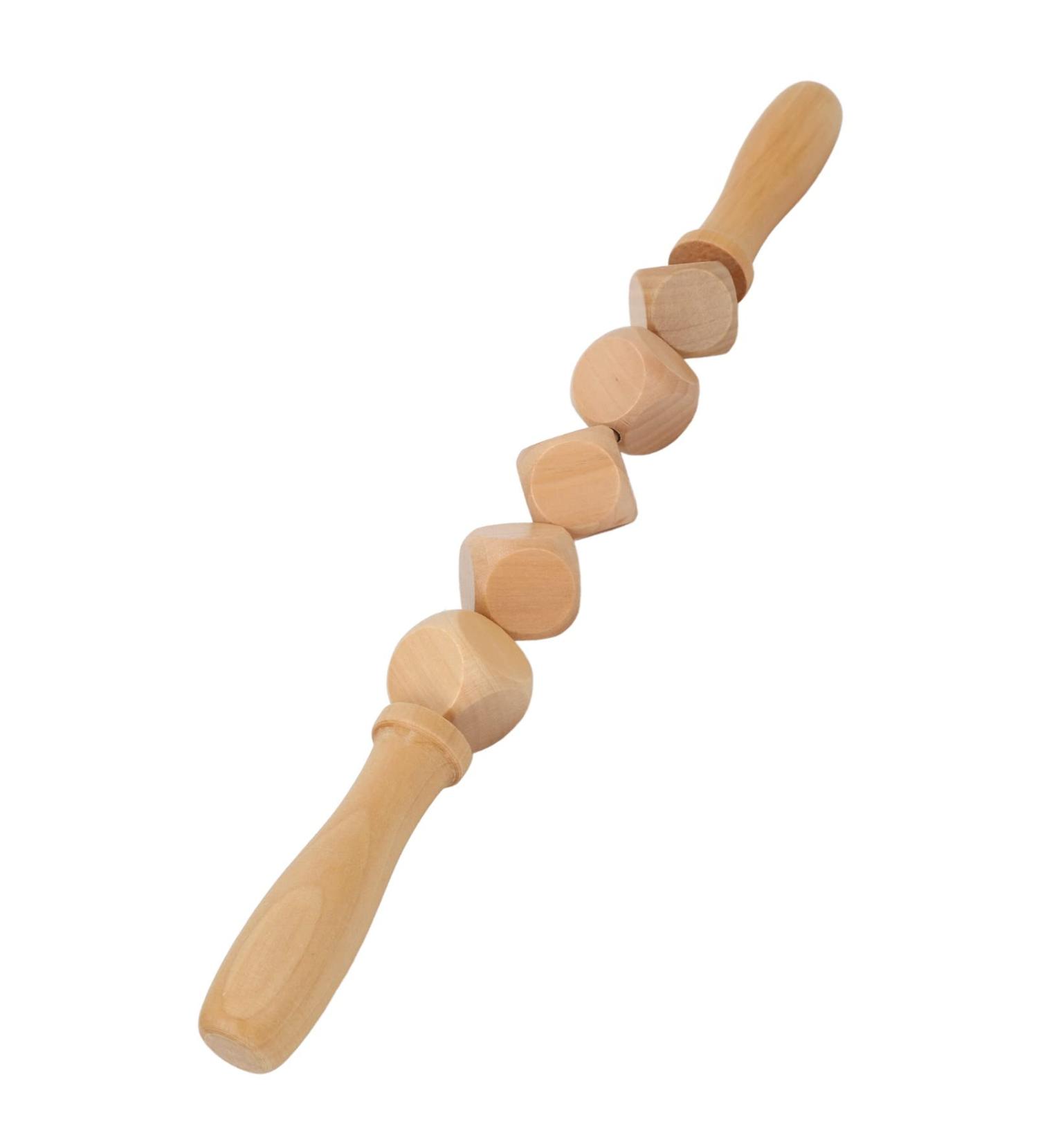 Fascia Massage Rollers & Muscle Relaxation Rod - Dredgin Wooden Stabbing Roller with 5 Dice for Body Relief - Buy Online on GoSupps.com