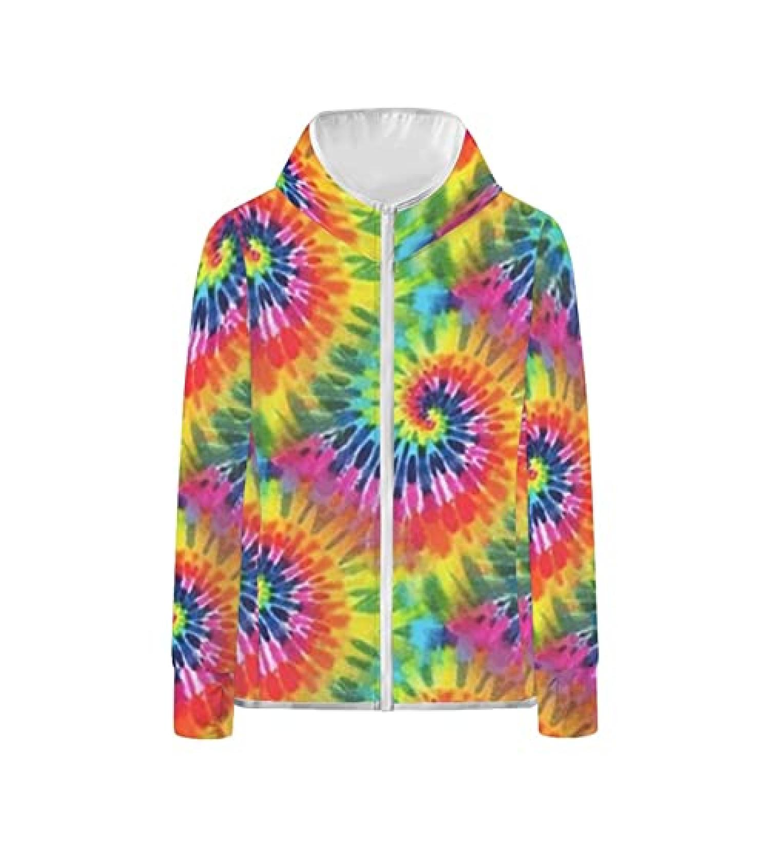 Biyejit Women's UPF 50+ Rainbow Swirl Sun Protection Hoodie Zipper Jacket - XX-Large - Buy Online on GoSupps.com