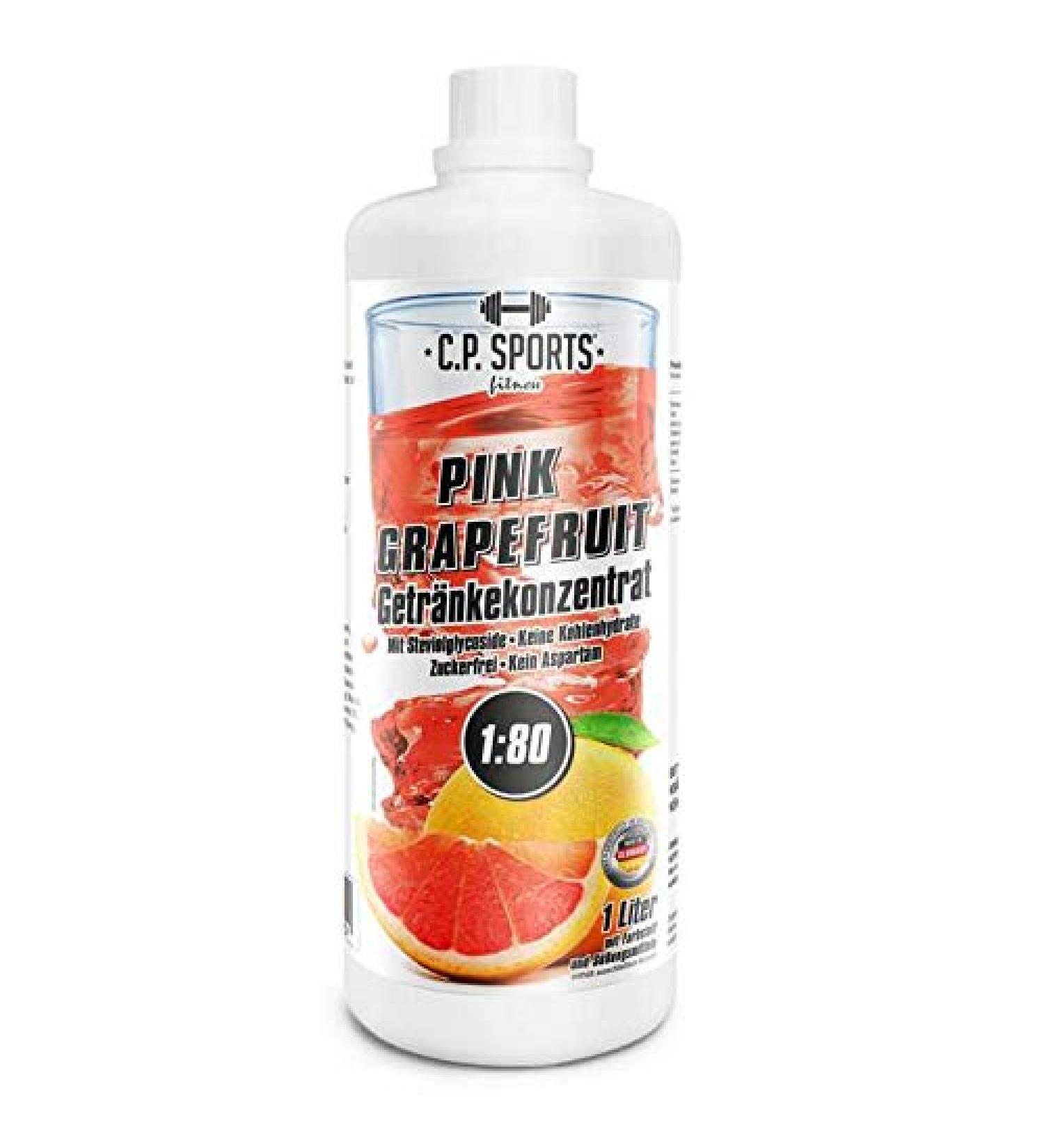 C.P. Sports Sugar-Free Pink Grapefruit Beverage Syrup | Mineral Drink Concentrate with Vitamins | 1L & Pump Dispenser | Perfect for Sports & Hydration - Buy Online on GoSupps.com