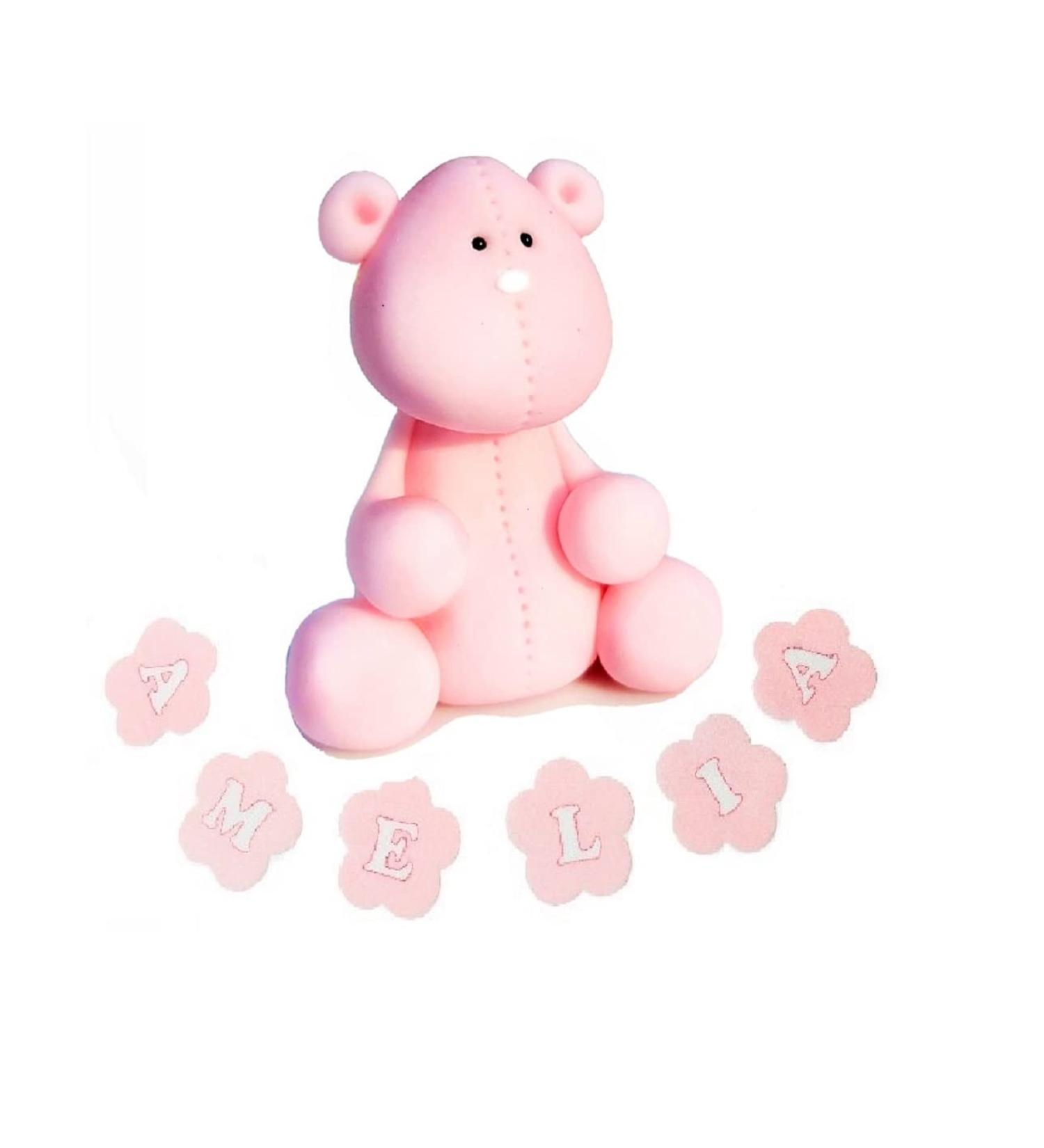 Pink Bear Cake Topper 100% EDIBLE Birthday Decoration For Girl (Hight-6cm) - Buy Online on GoSupps.com
