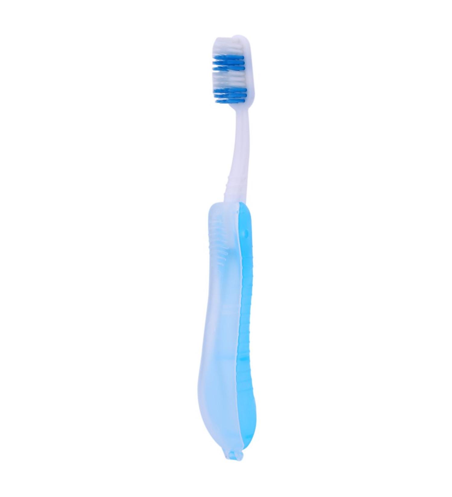 Foldable Toothbrush Portable Compact Durable Light Blue Toothbrush for Travel Camping Hiking Outdoor