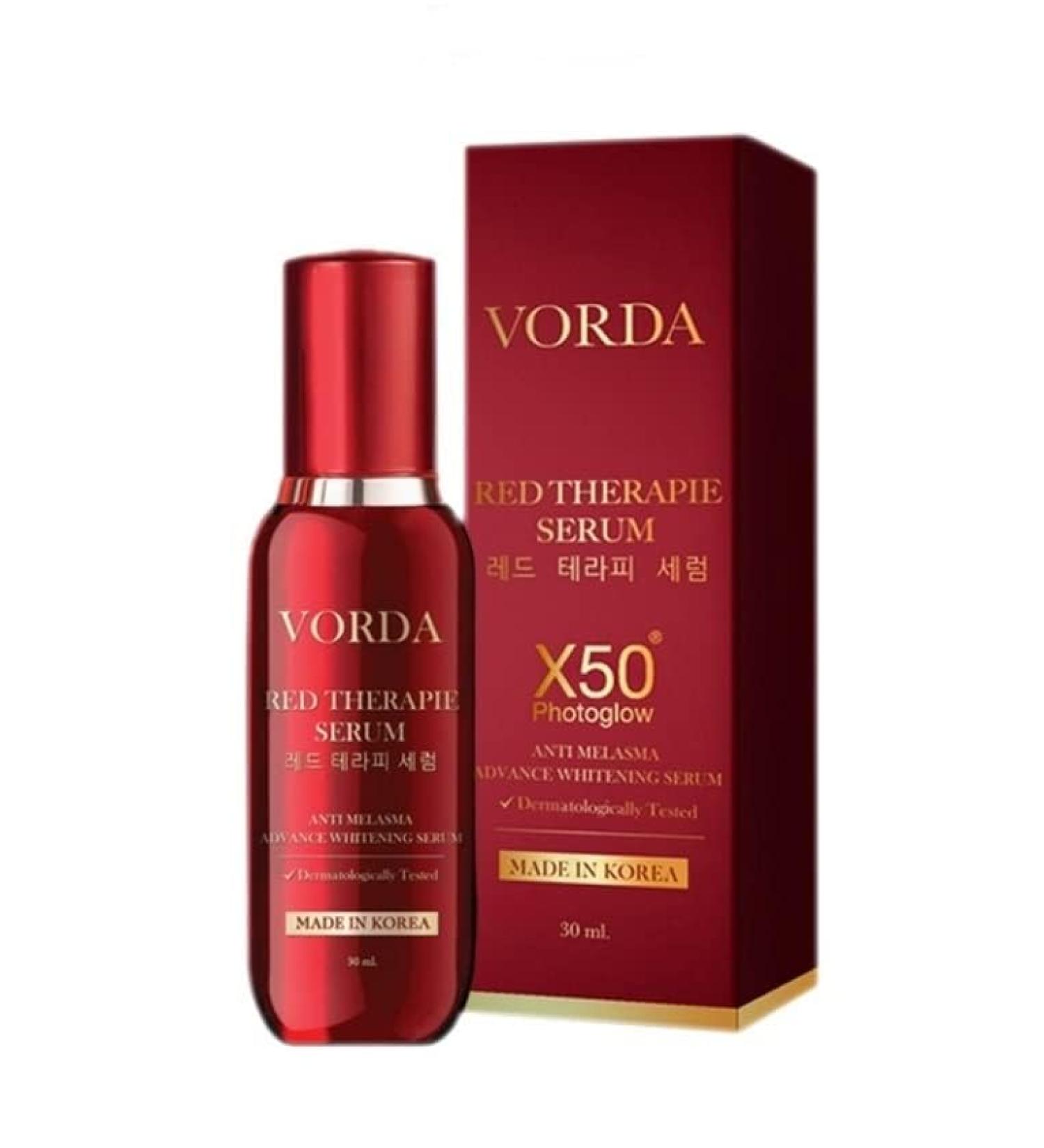 Vorda Red Therapie Serum Facial 30ml - Korean X50 Photoglow for Radiant Skin | International Shipping - Buy Online on GoSupps.com