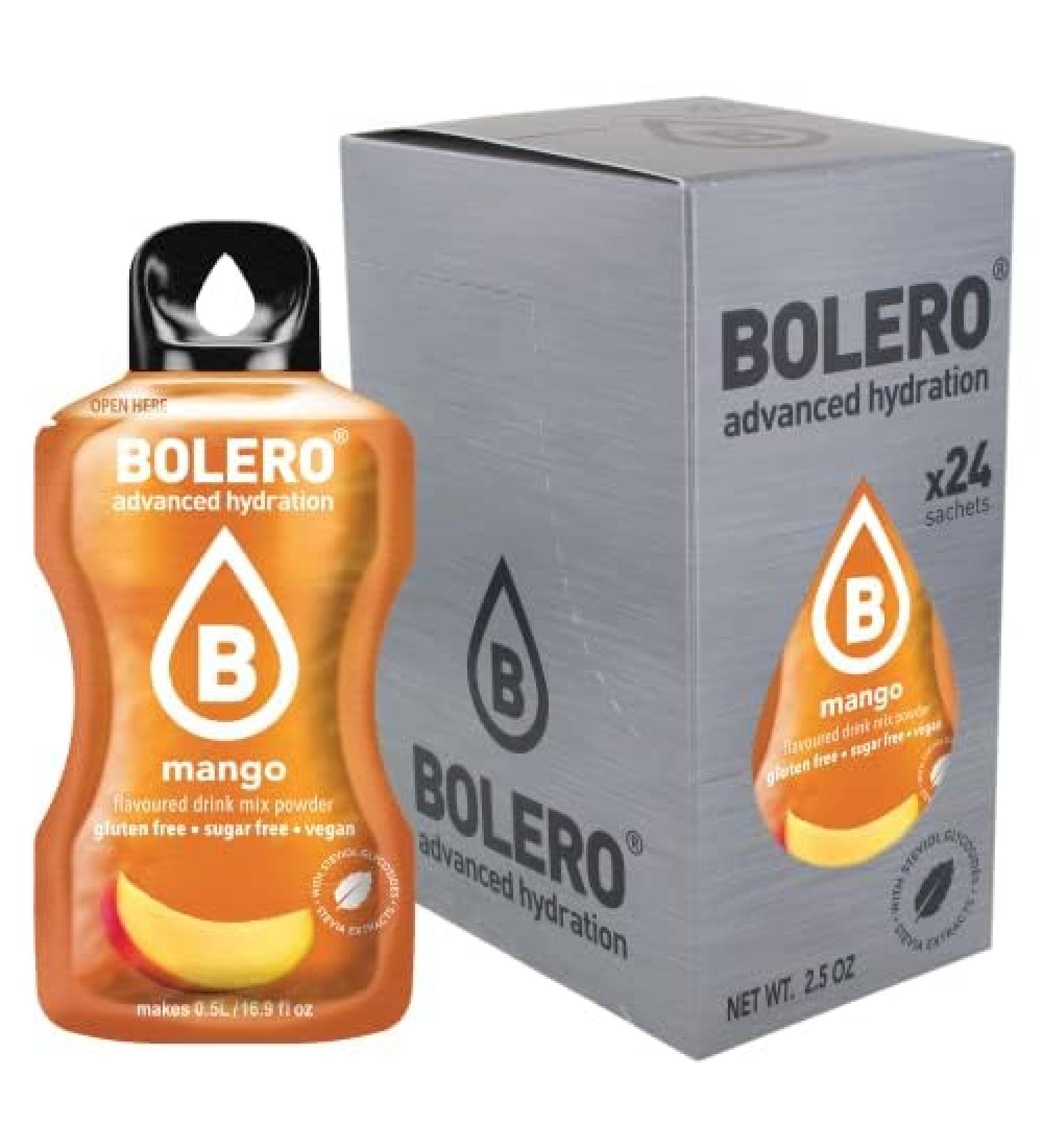 Bolero Drink 24 Sachets 3g Sticks Fruit Prepared Powder Soluble For Fresh Drink in Water Product 72g Stevia Sweetened (Mango) - Buy Online on GoSupps.com